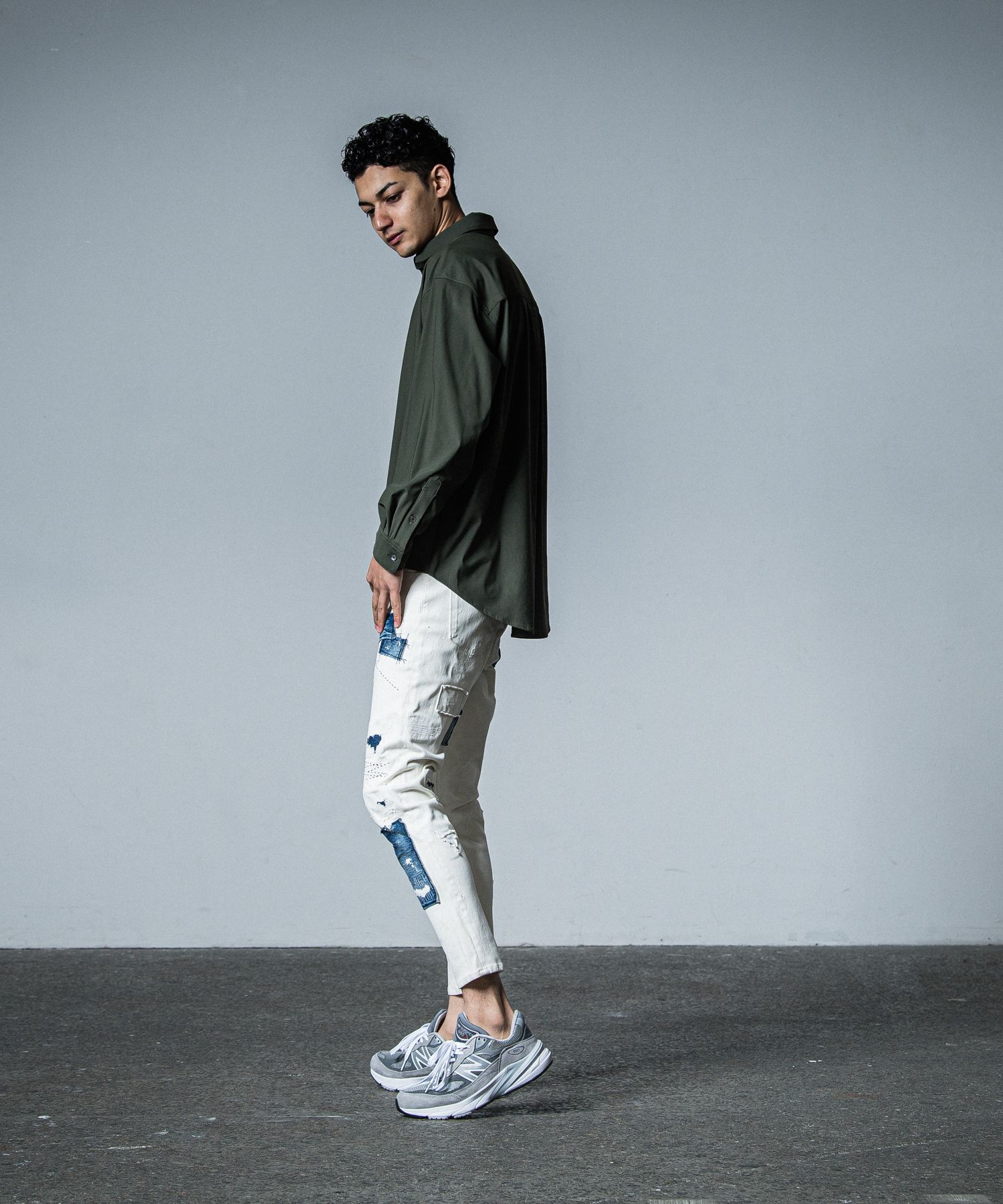 NYLON JACK SHIRTS / RC33-SH-001 / オーバーサイズナイロンシャツ / カーキ
