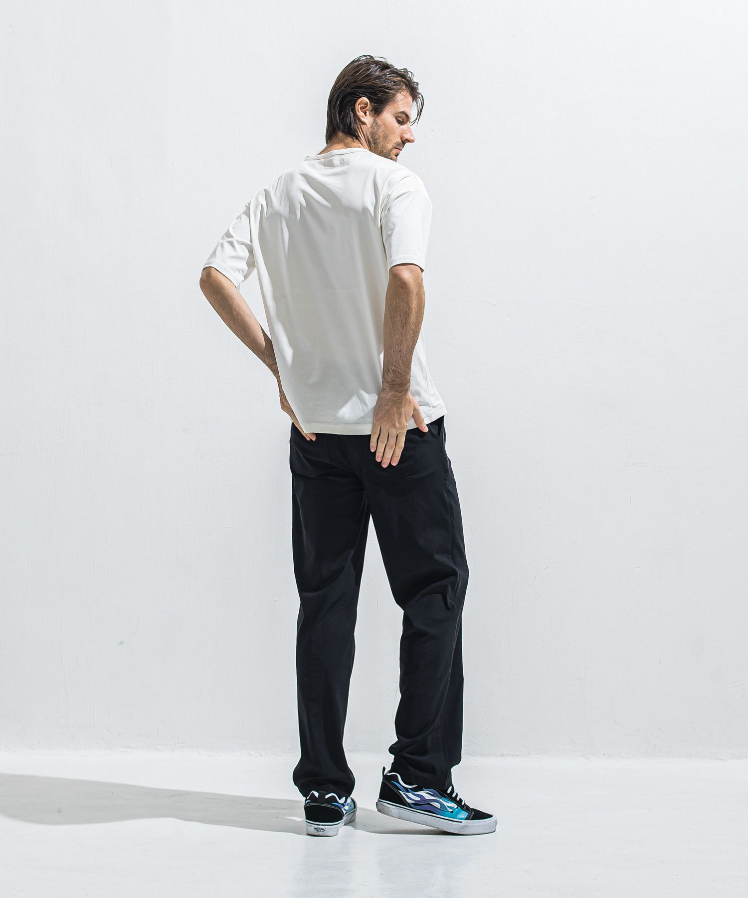 EDGE NYLON SEMI WIDE PT / RC40-ST-014WT / エッジナイロンセミワイドラインパンツ / ブラック×ブラック (4月下旬入荷予定)