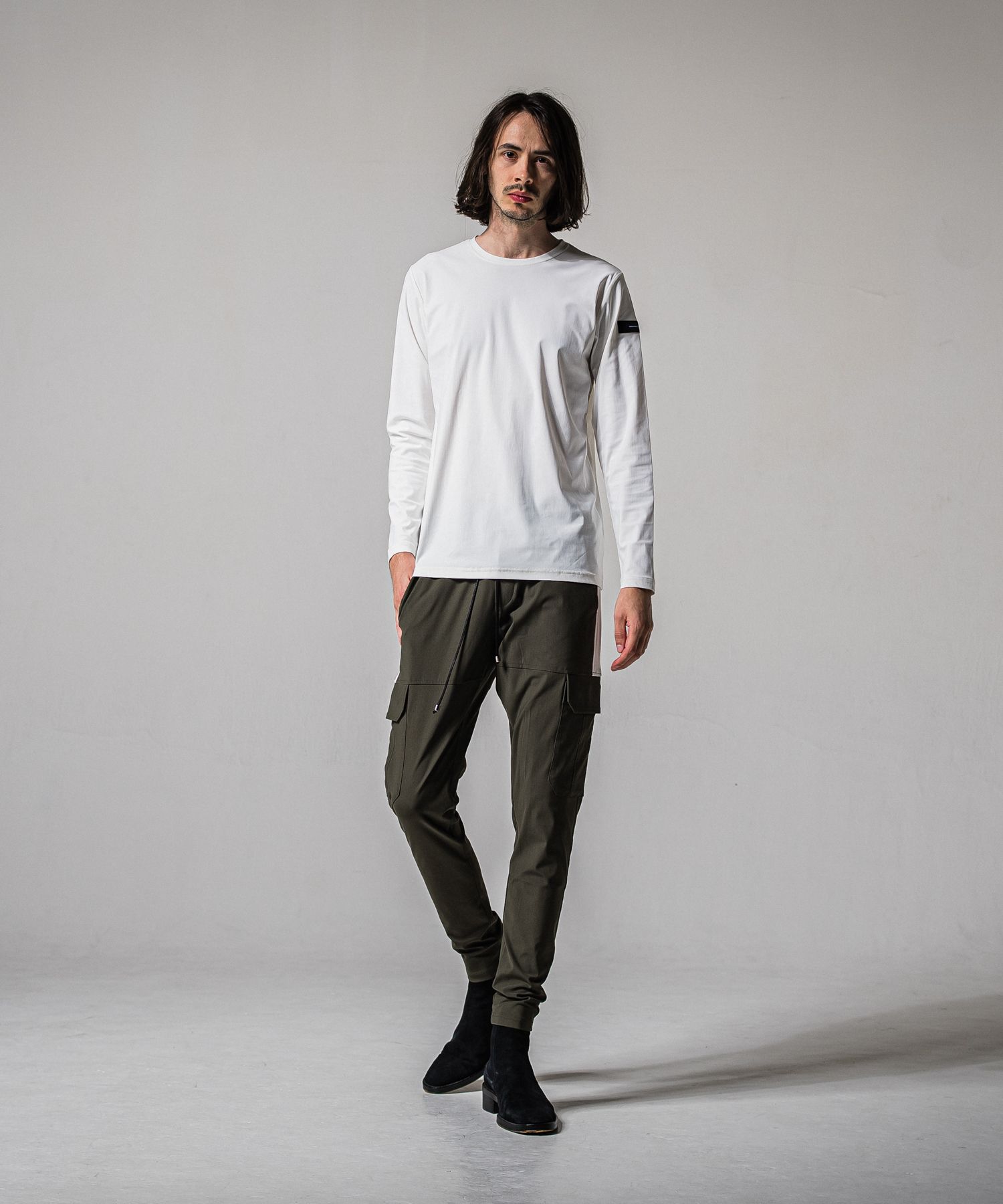 NYLON LONGSLEEVE TEE / RC39-T-006 / 無地ナイロン長袖Tシャツ / ホワイト (3月上旬入荷予定)