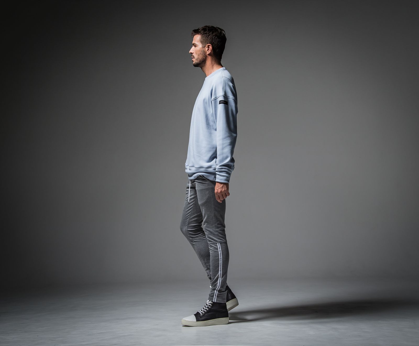 ID BACKROGO VELOURS FLEECE DROP TRAINER / RC30-C-003 / 裏起毛バックロゴトレーナー / サックス