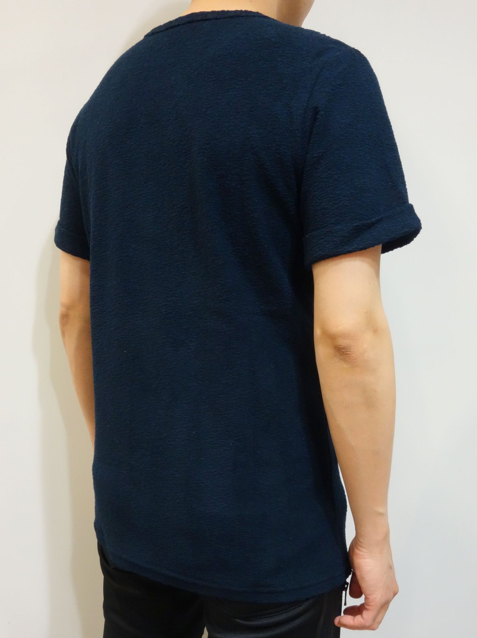 RANDOM PILE ROLL UP TEE / RC24-T-001 / パイル無地Tシャツ / ネイビー