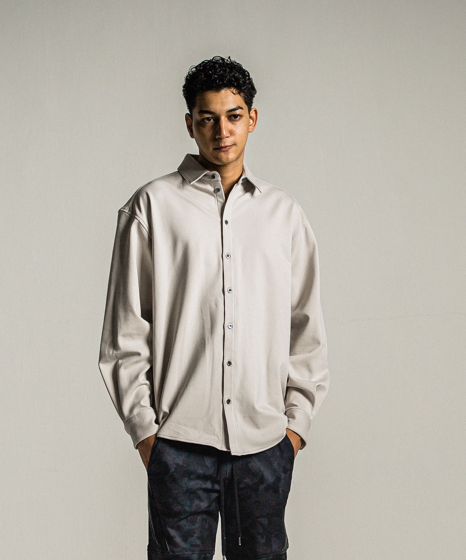 JERSEY JACK SHIRT / RC34-SH-001 / 裏起毛オーバーサイズシャツ / グレー