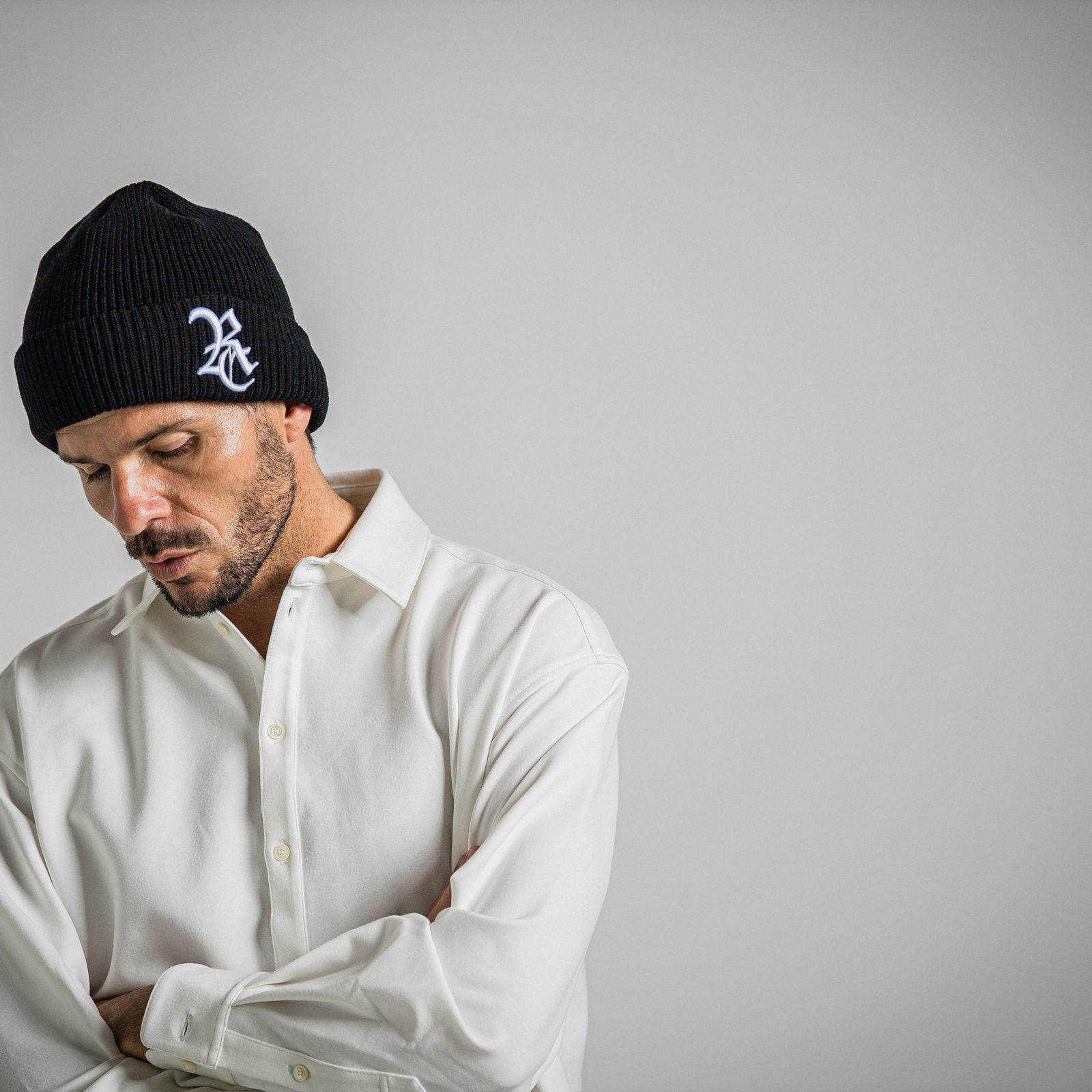 COTTON KNIT CAP / RC34-CAP-004 / コットンニットキャップ / ブラック×ホワイト