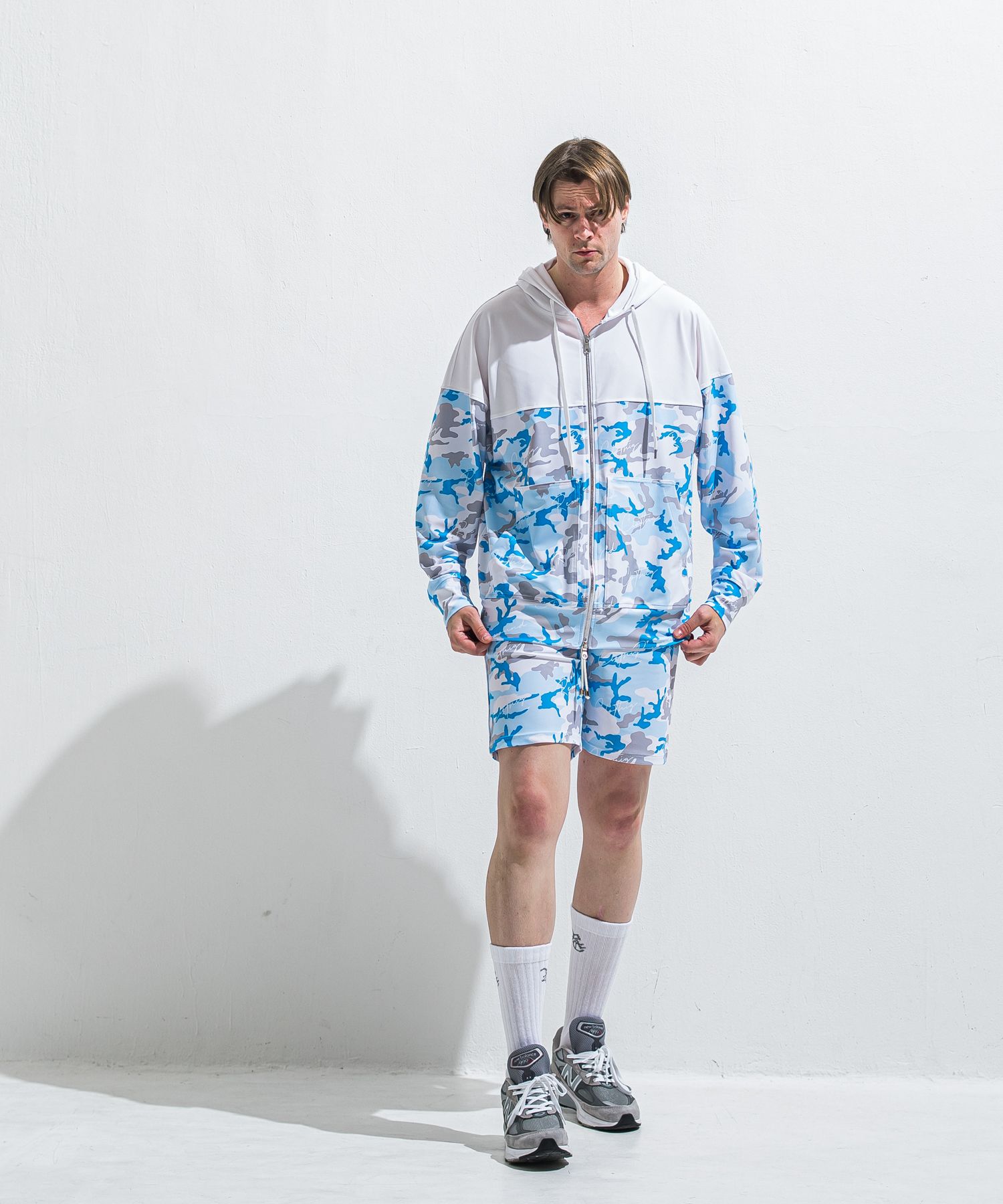 RUSH OVER ZIPUP HOODIE / RC40-C-001 / ラッシュガードパーカー / カモフラサックス (5月下旬入荷予定)