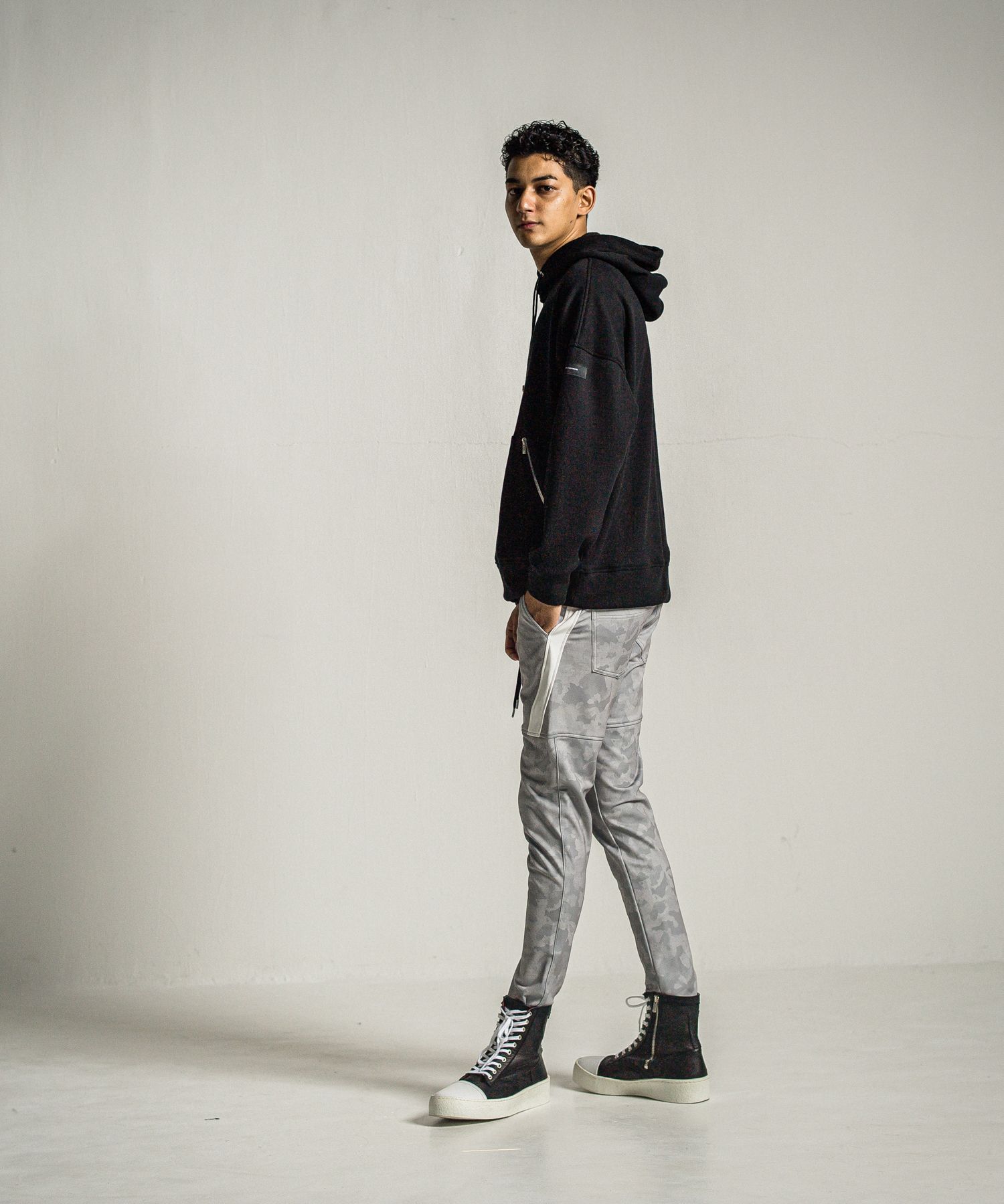 SHAGGY FLEECE THERMAL PULLOVER HOODIE / RC34-C-003 / 裏起毛サーマルパーカー / ブラック