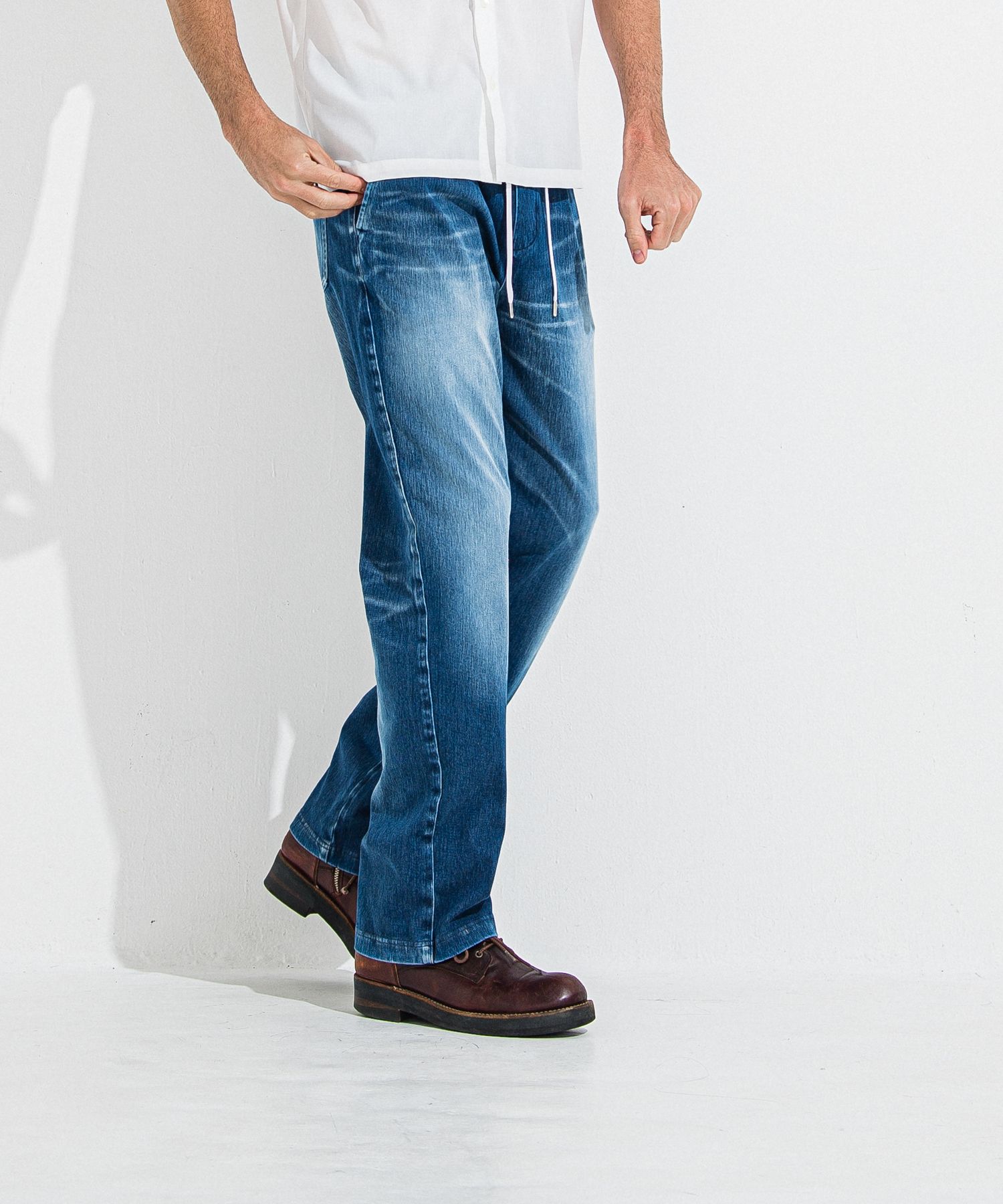 DENIM JERSEY WIDE PT / RC36-ST-016WTD / ライトオンスデニムジャージワイドパンツ / ダークインディゴ