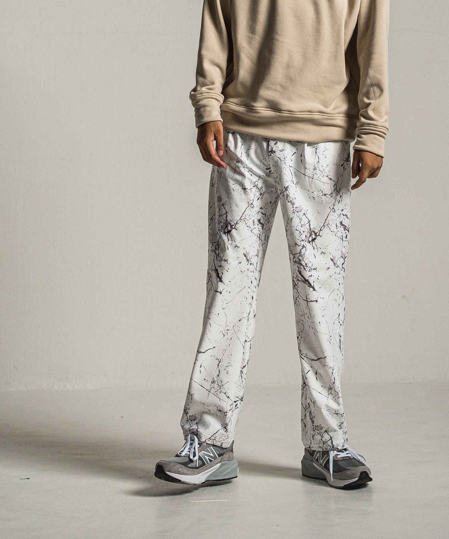 WIDE TUCK PANTS / RC34-ST-016WT / ペイント柄ワイドタックパンツ / グレー