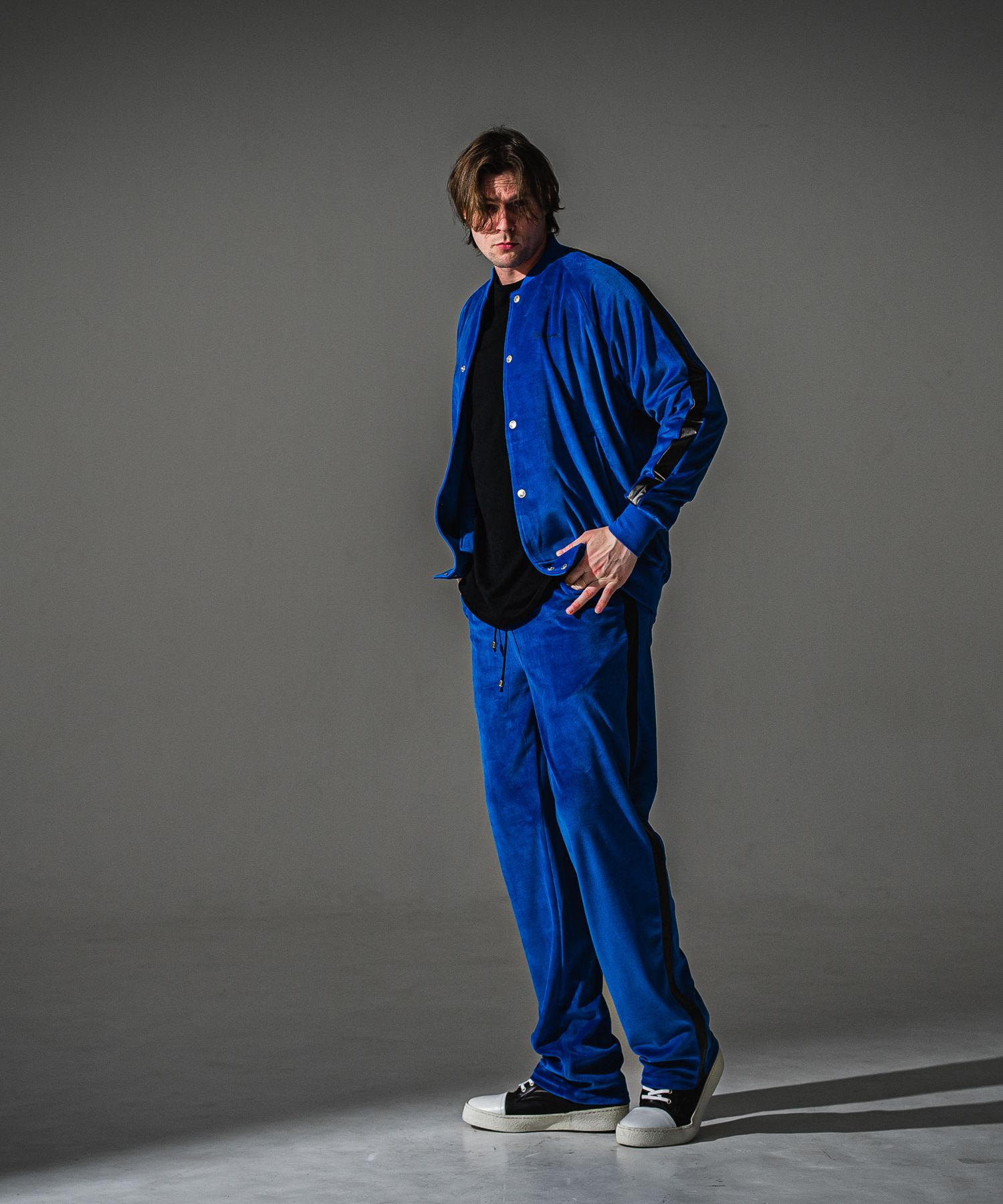VELOUR SEMIWIDE TUCK PT / RC41-ST-044 / ベロアセミワイドタックパンツ / ブルー (9月中旬入荷予定)