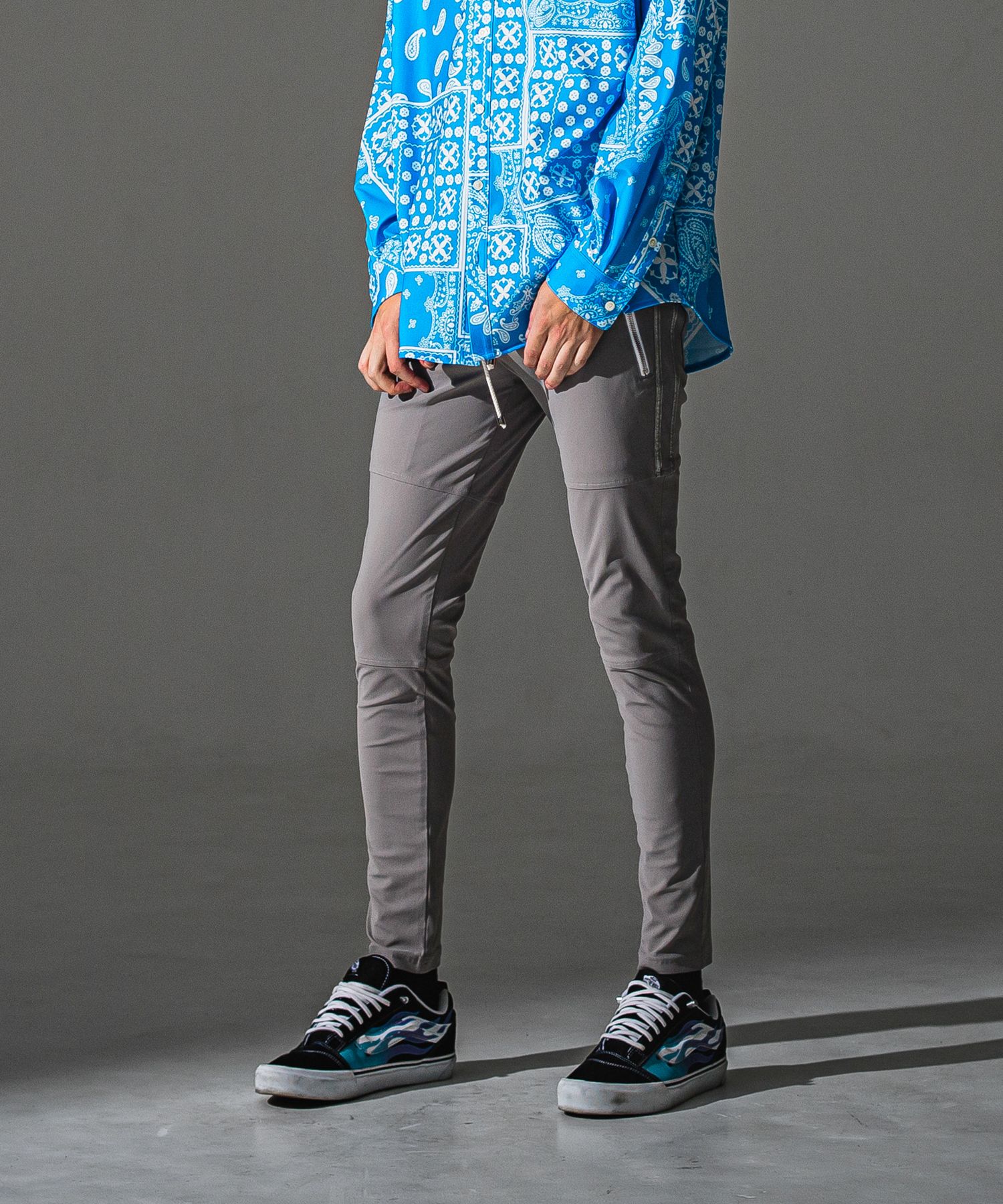 JOHNSON LINE NYLON PT / BASIC-ST-009 / ジョンソンラインナイロンパンツ / グレー×シルバー (7月下旬入荷予定)