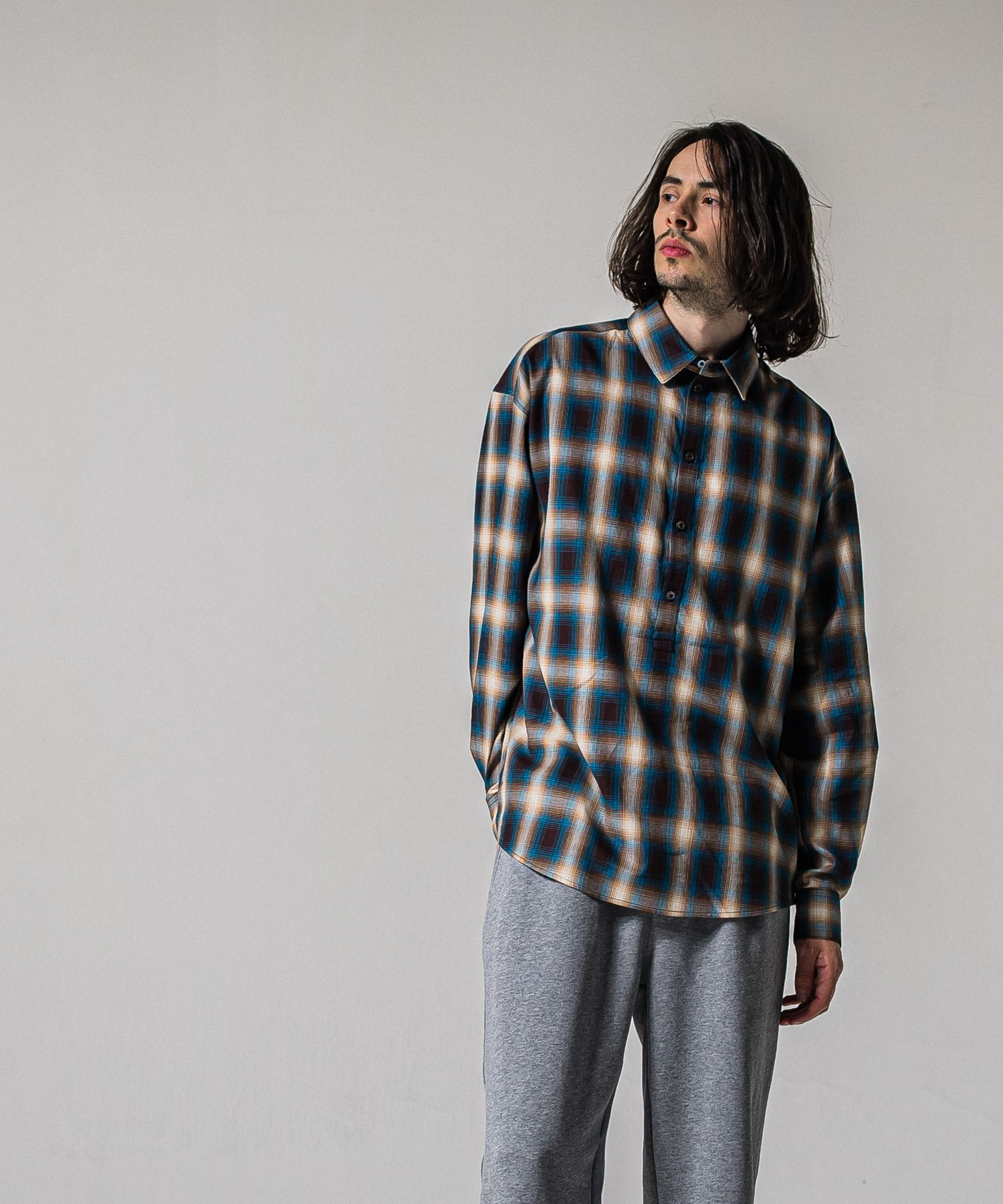 PULL JACK SHIRT / RC39-SH-003 / プルオーバーチェックシャツ / ブルー×ブラウン (3月上旬入荷予定)
