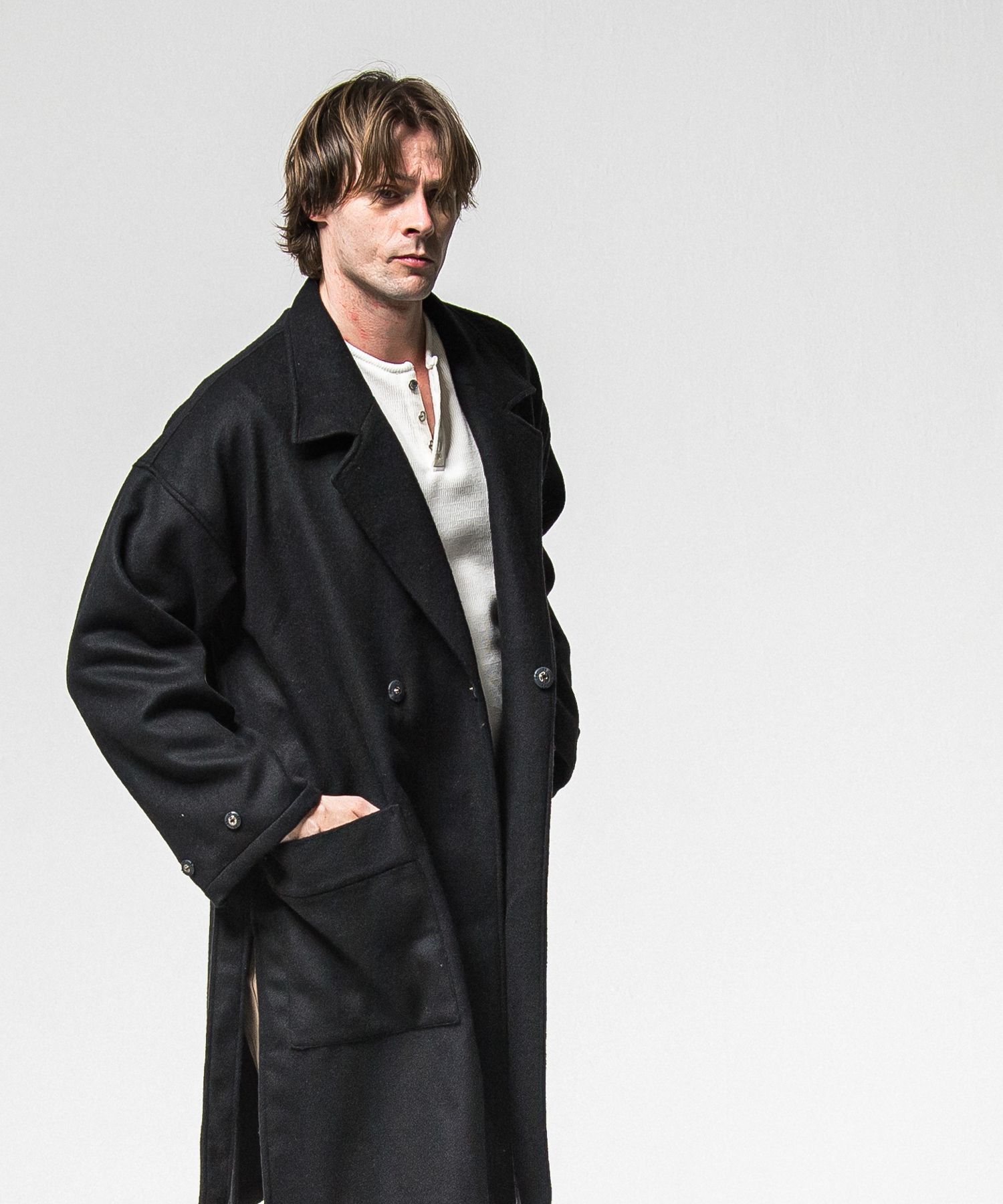 GOWN OVER COAT / RC38-JK-004 / オーバーサイズガウンコート / ブラック (11月上旬入荷予定)