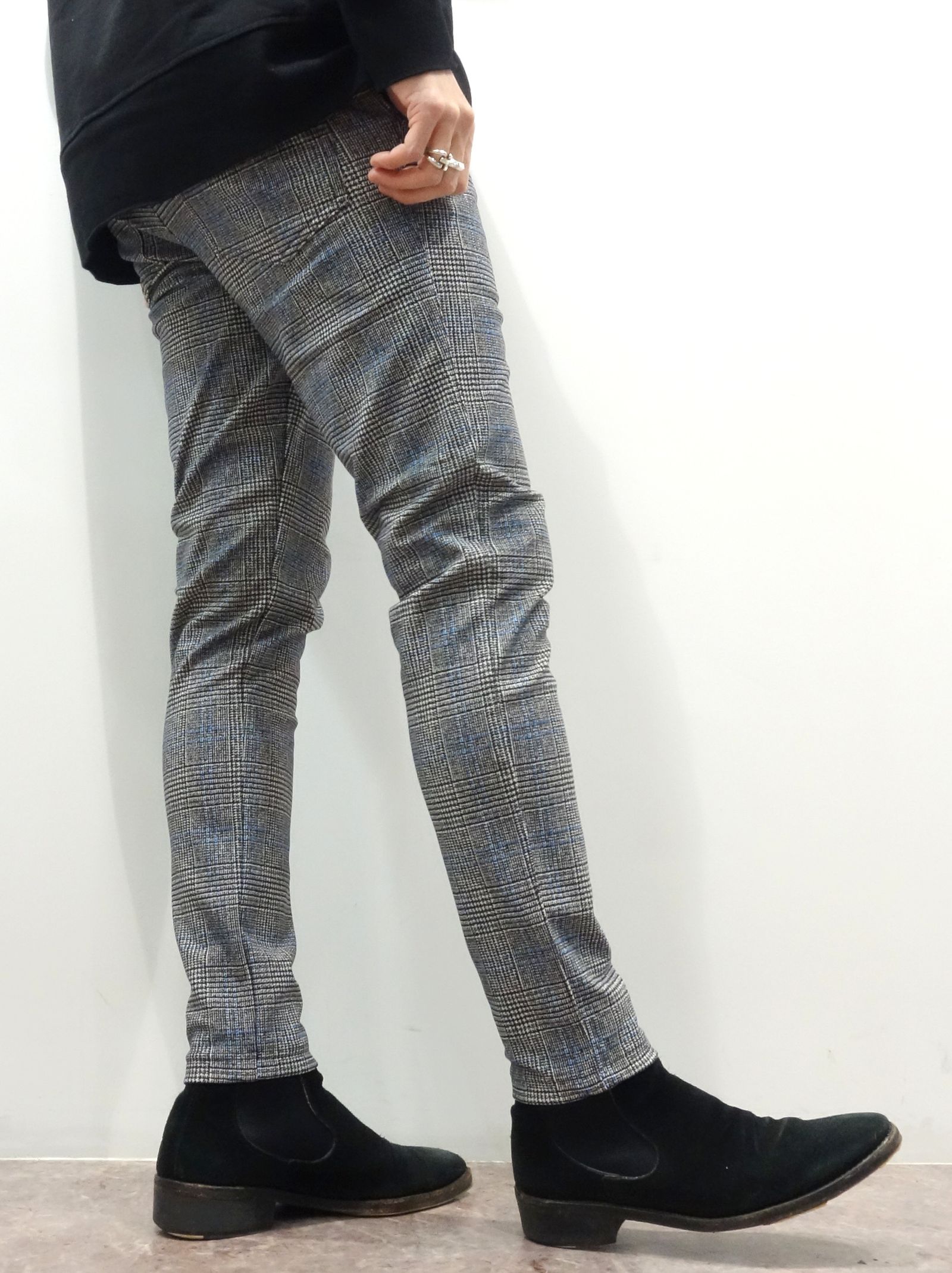 CHRIS EASY HEAT PANTS / RC26-ST-016H / 裏起毛イージーパンツ / グレンチェックブルー