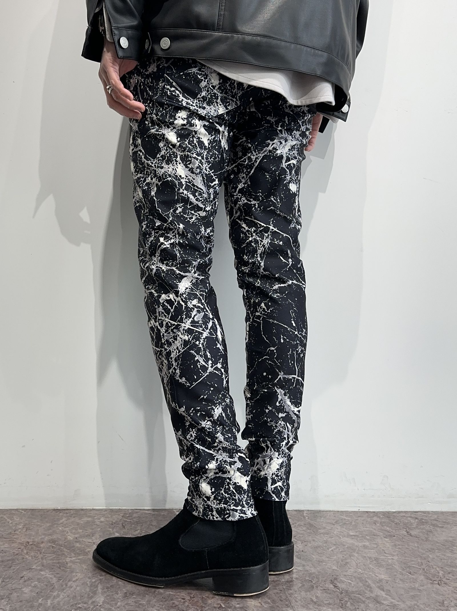CHRIS EASY PANTS / RC34-ST-016 / ペイント柄イーシーパンツ / ブラック