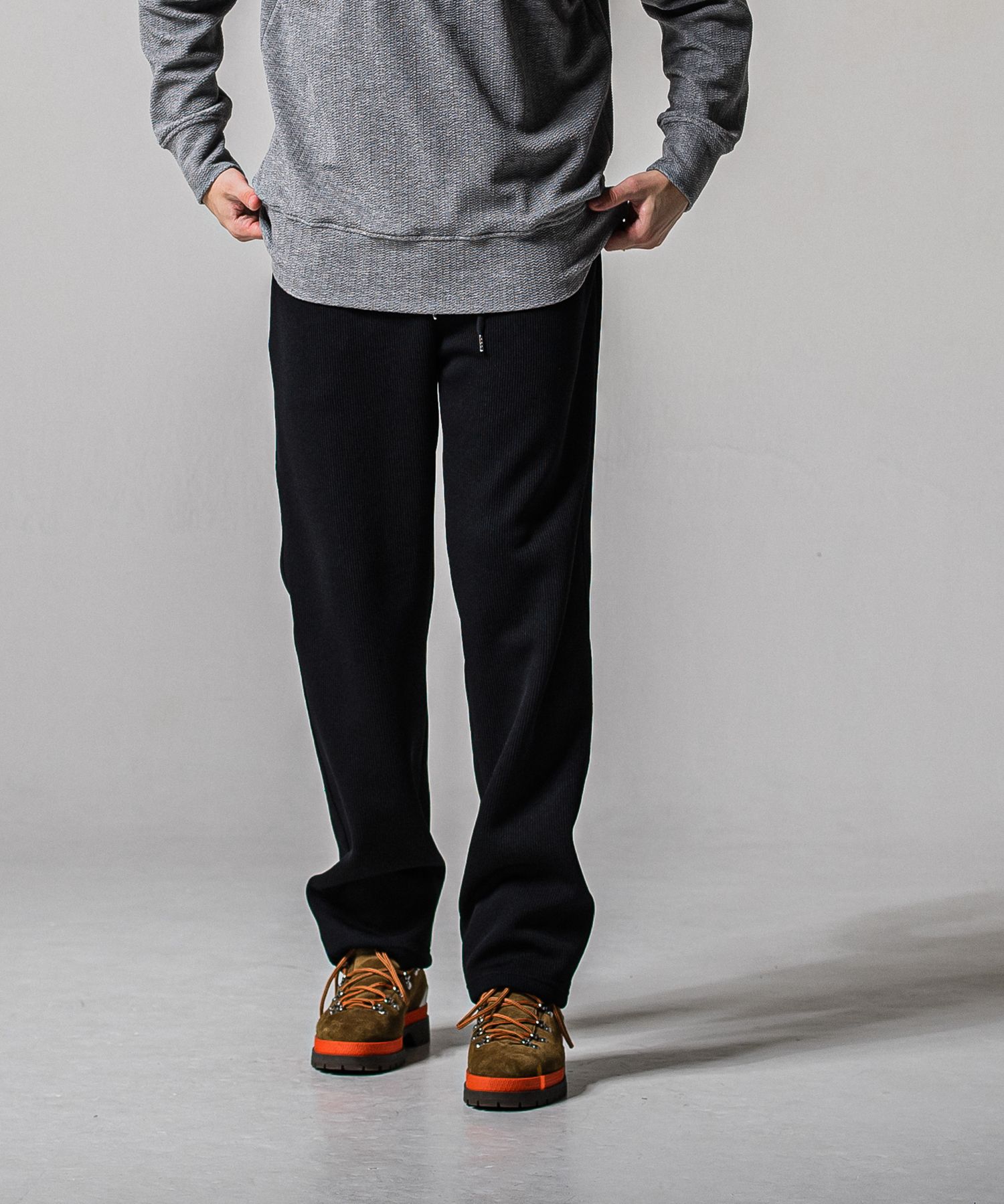 AZE WIDE TUCK PANTS / RC39-ST-016WT2 / 高機能畦編みニットワイドタックパンツ / ブラック (1月中旬入荷予定)
