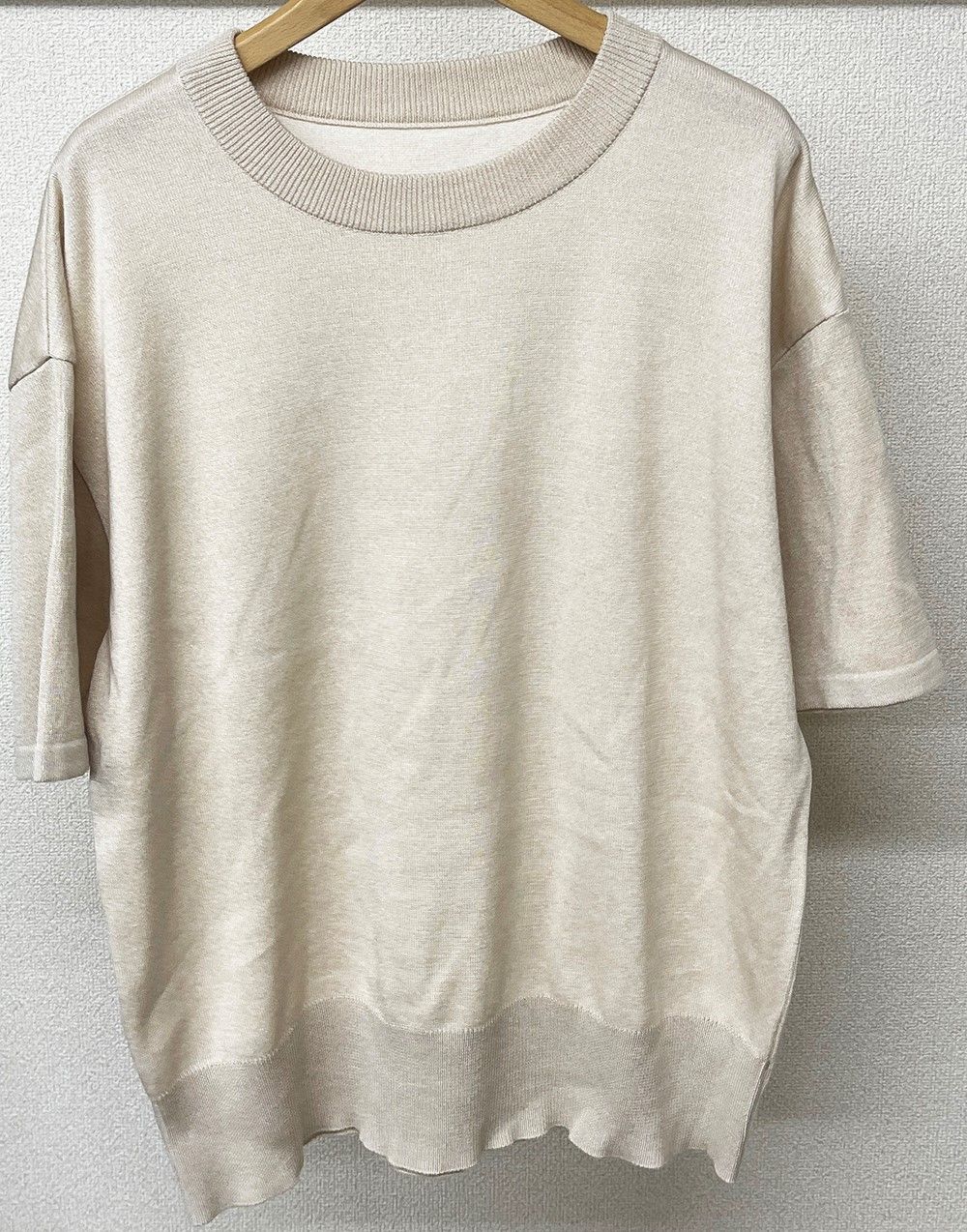 BACK ROGO HALF KNT / RC28-K-002 / バックロゴルーズ半袖サマーニット / ベージュ
