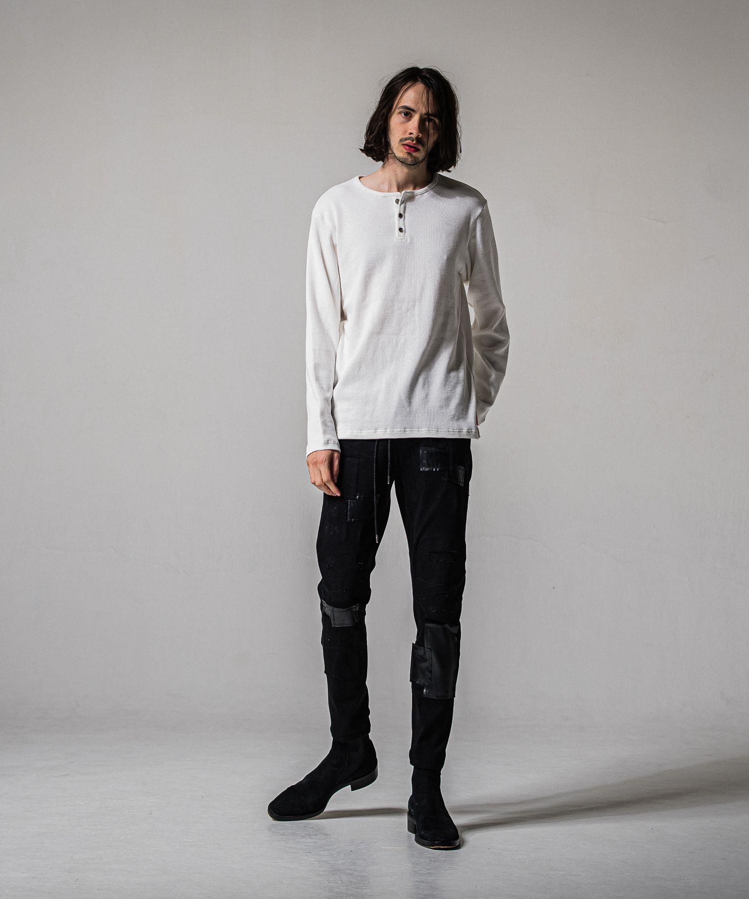 WAFFLE HENRY / RC39-C-001 / サーマルヘンリーネックロングTシャツ / ホワイト (1月中旬入荷予定)