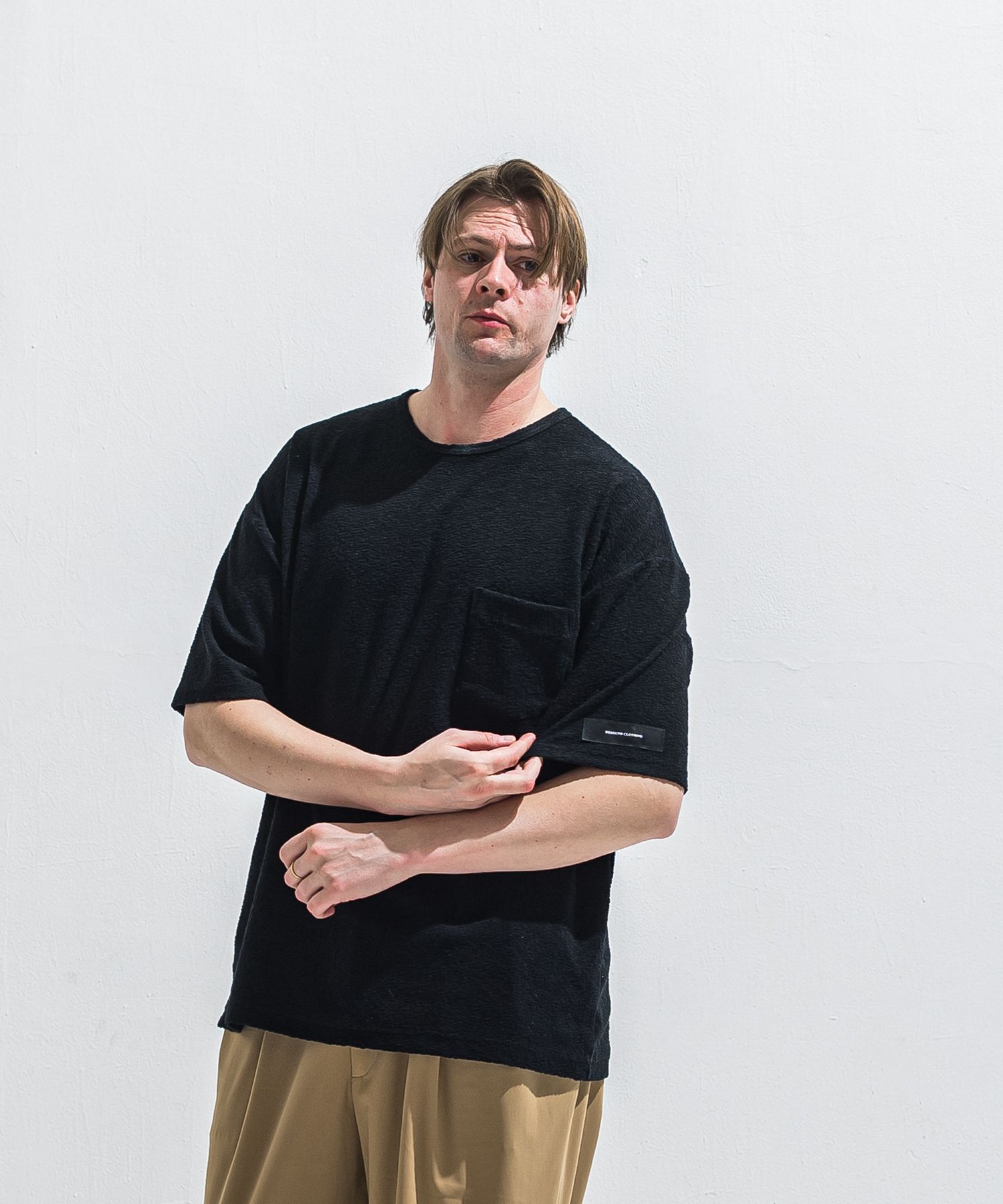 PILE OVER TEE / RC40-T-002 / パイルポケットビッグTシャツ / ブラック (4月中旬入荷予定)