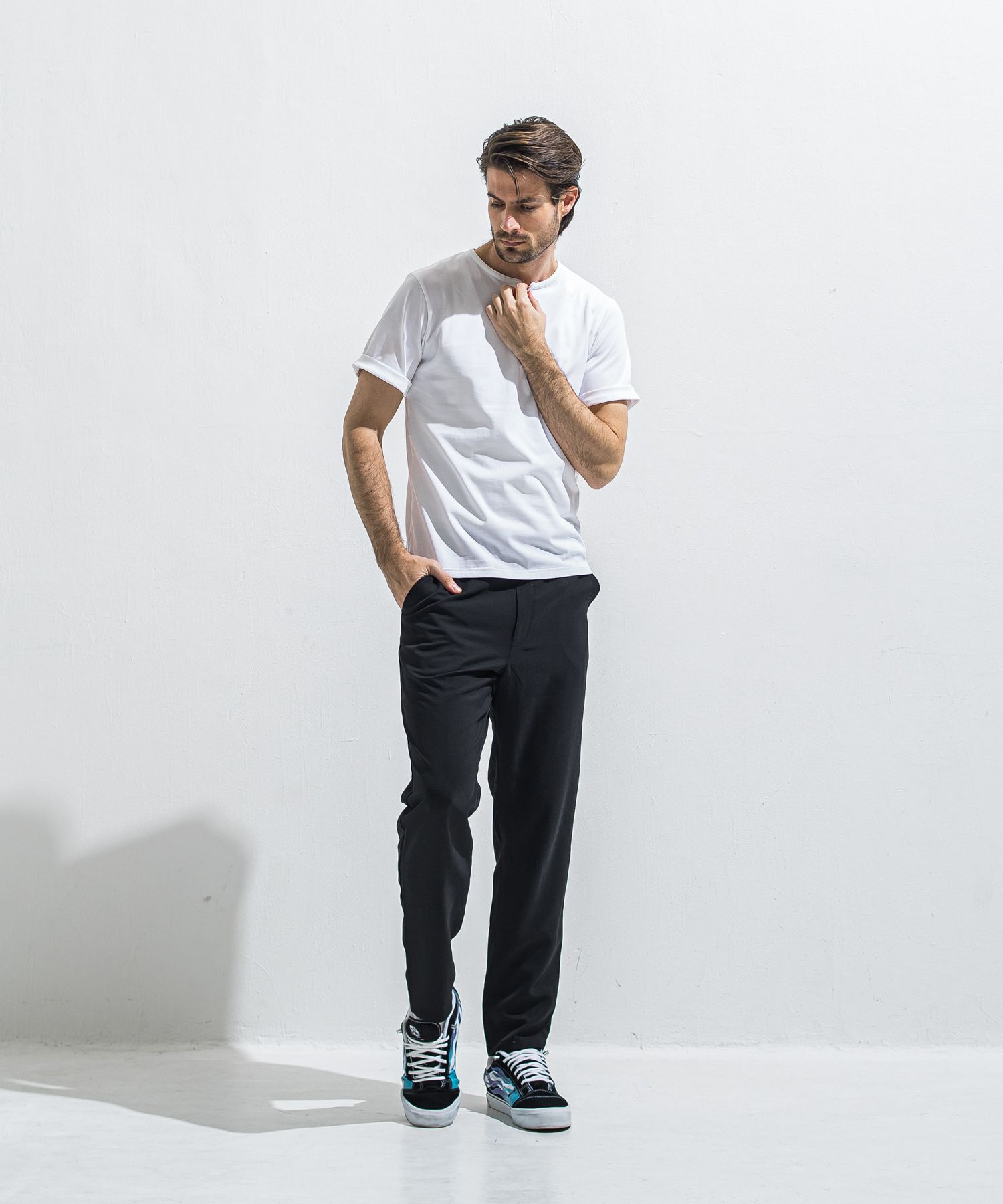 PAT WIDE EASY PANTS / RC40-ST-036BN / ワイドテーパードパンツ / ツイルブラック (4月中旬入荷予定)