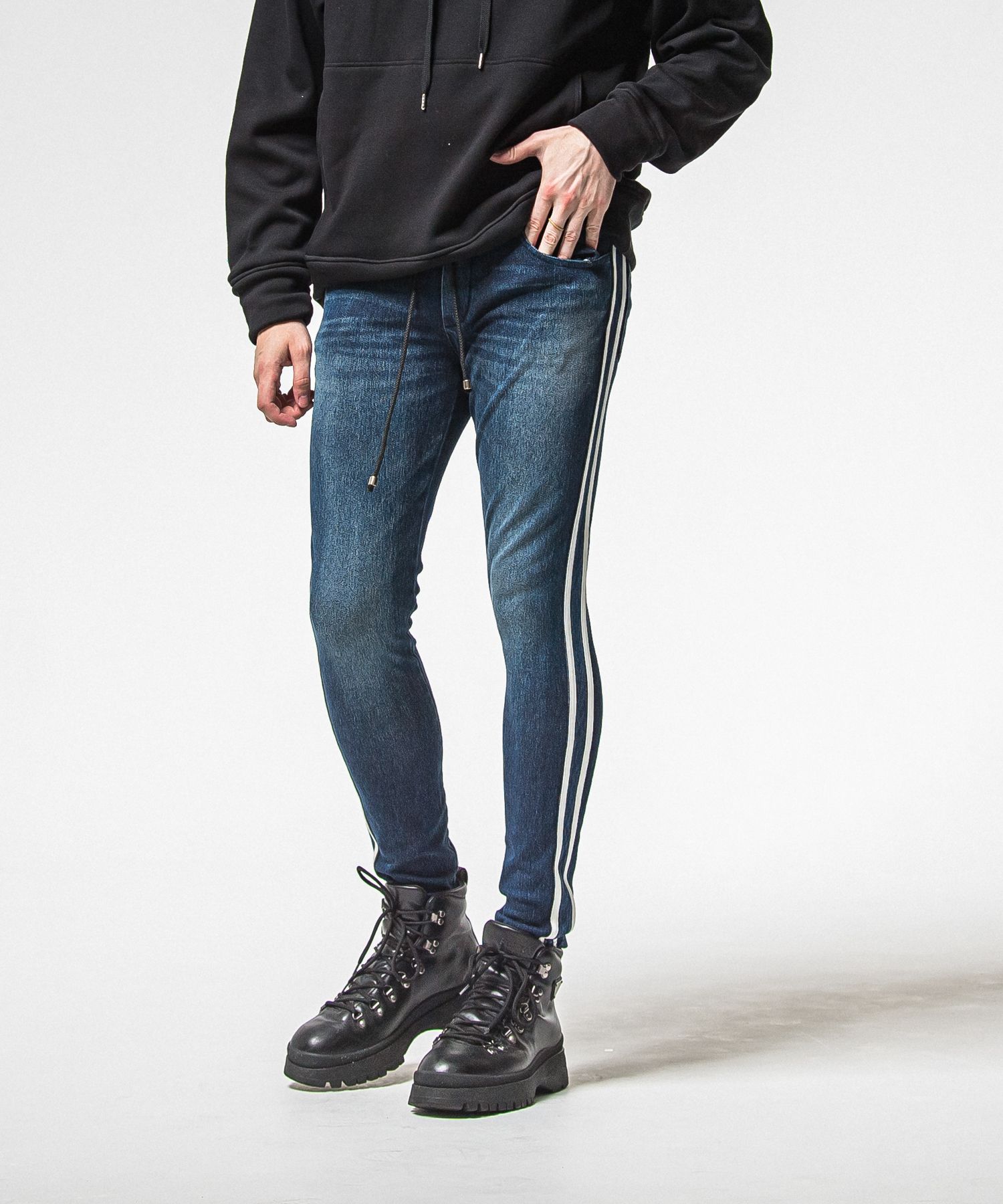 EX DENIM JERSEY BLIND LINE PT / RC38-ST-008D / デニムジャージラインパンツ / ダークインディゴ (1月上旬入荷予定)