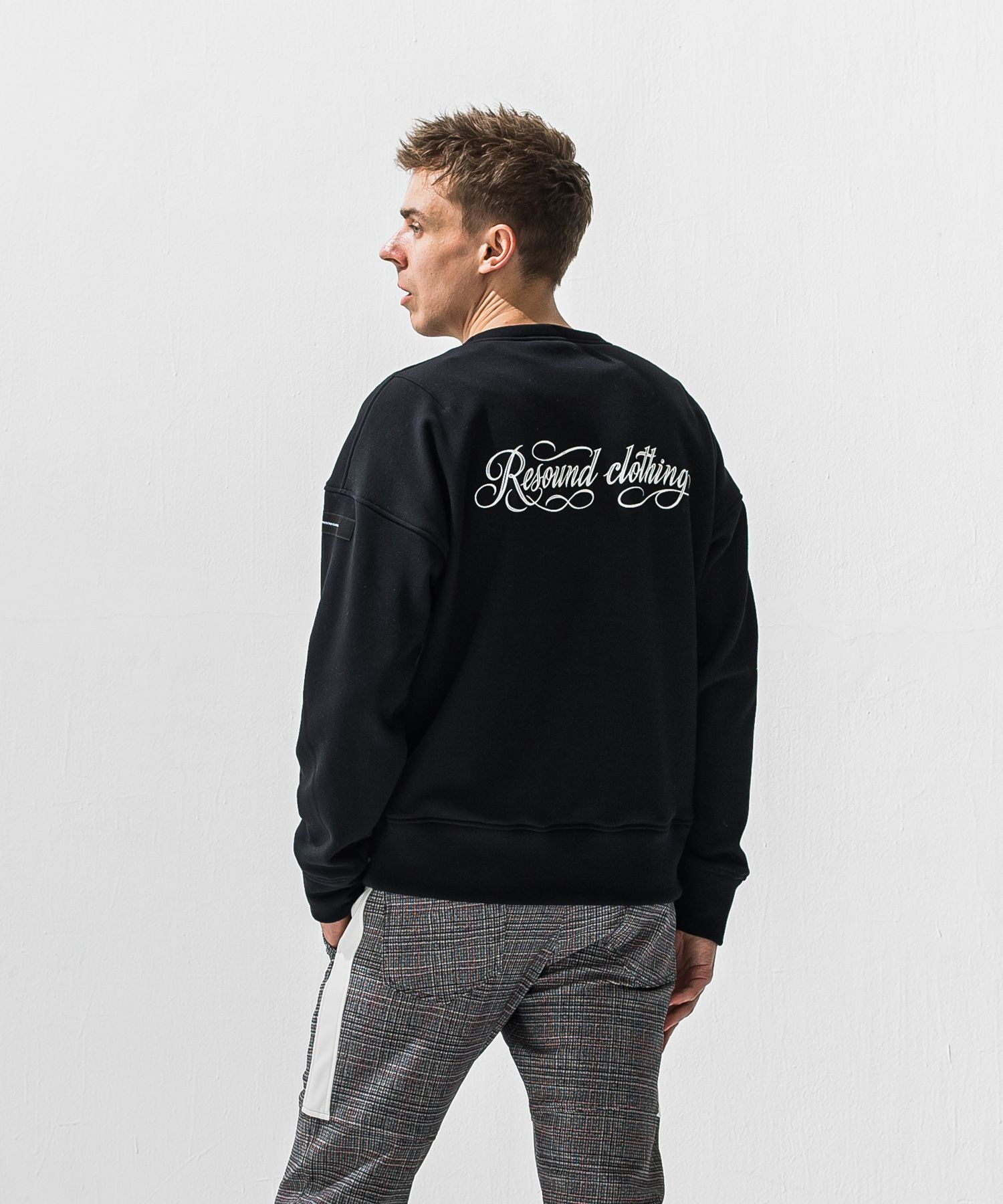 PIN ST RC VELOURS FLEECE DROP TRAINER / RC42-C-006 / 裏起毛バックロゴトレーナー / ブラック (11月上旬入荷予定)