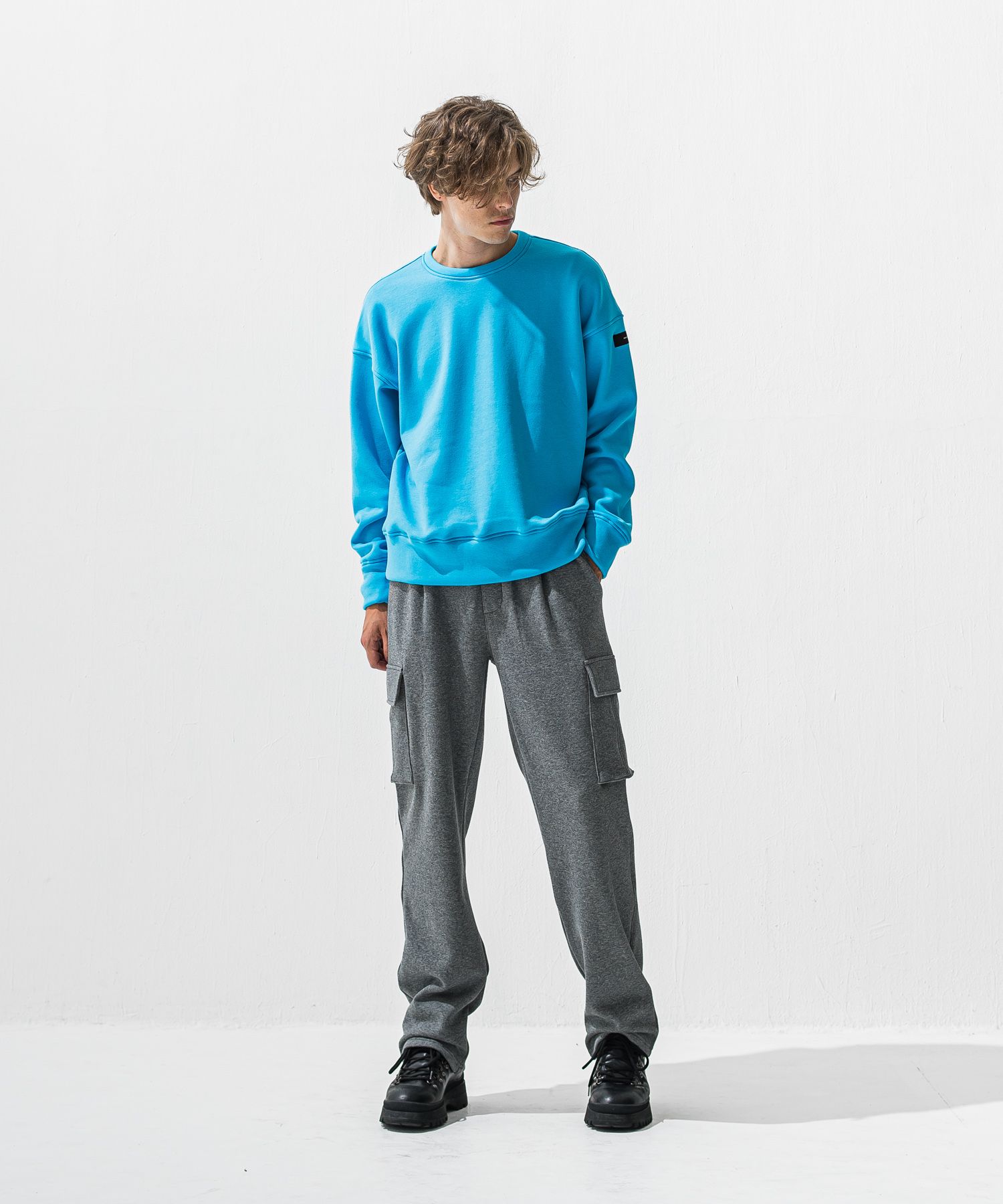 PIN ST RC VELOURS FLEECE DROP TRAINER / RC42-C-006 / 裏起毛バックロゴトレーナー / ブルー (11月上旬入荷予定)