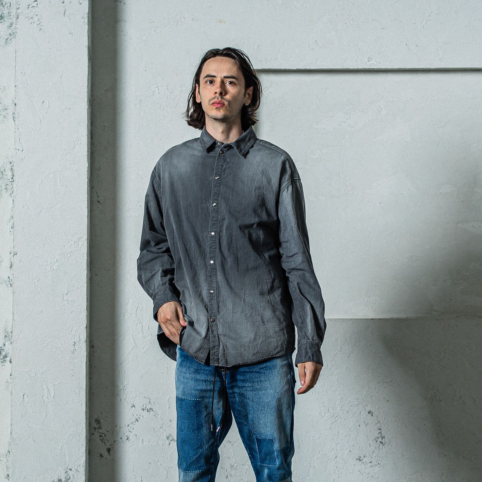 DENIM JACK SHIRTS / RC35-SH-001D / オーバーデニムシャツ / ブラックユーズド