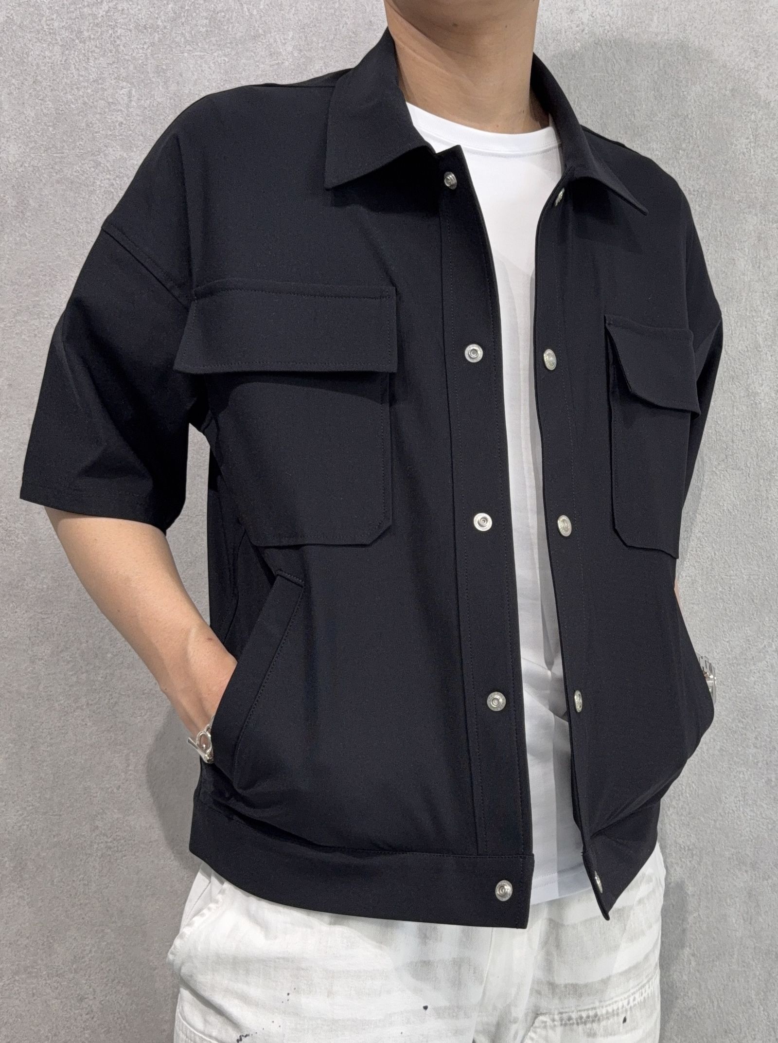 CPO HALF SHIRTS JK / RC40-SH-003 / 半袖ナイロンCPOジャケット / ブラック