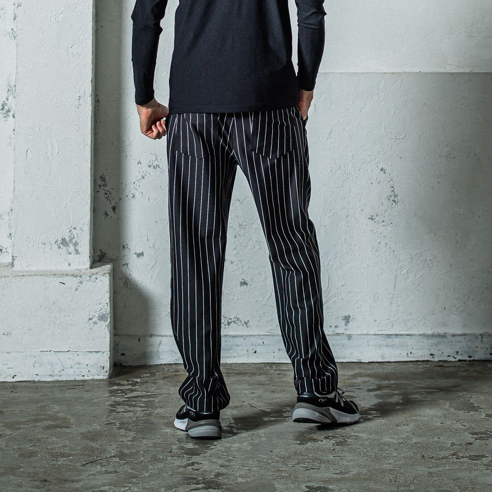 CHRIS EASY WIDE TUCK PANTS / RC35-ST-016WT / ワイドタックパンツ / ブラックストライプ