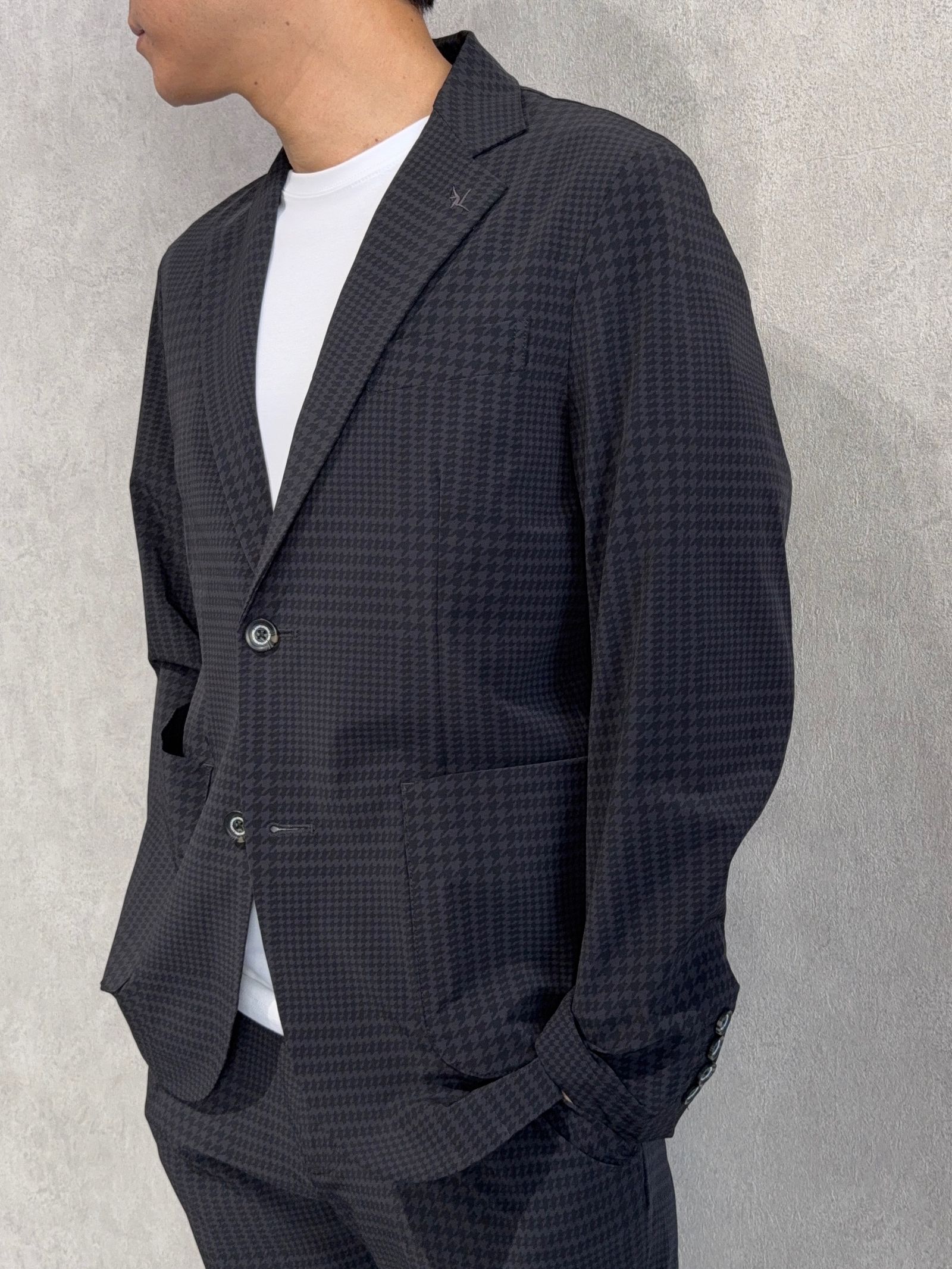 ストレッチナイロンセットアップ / uso-26062,usb-26062 / チャコール×ブラック(グレンチェック)