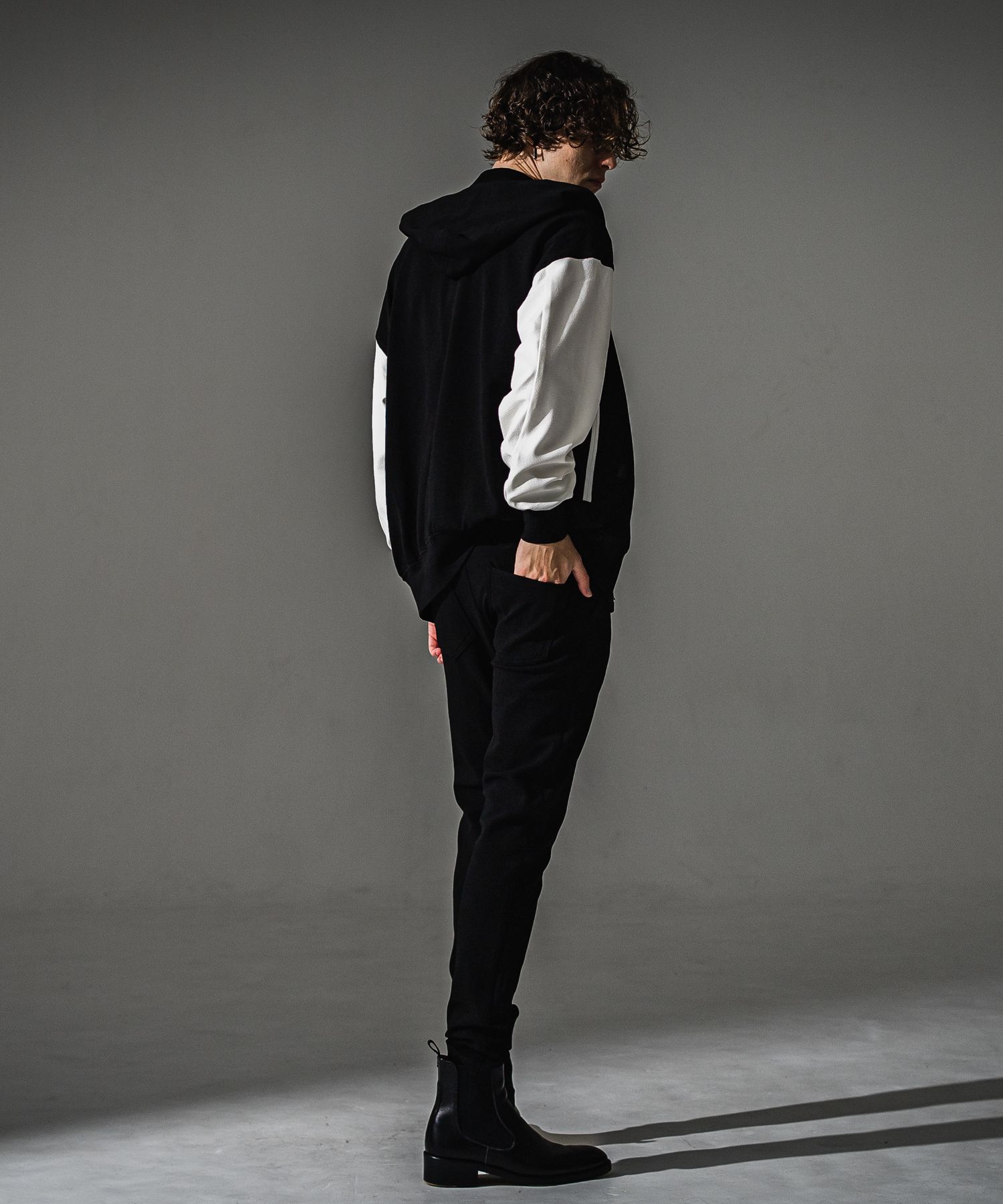 BLISTER VARSITY HOODIE / RC41-C-006 / ライトブリスターニットパーカースタジャン / ブラック×ホワイト (8月下旬入荷予定)