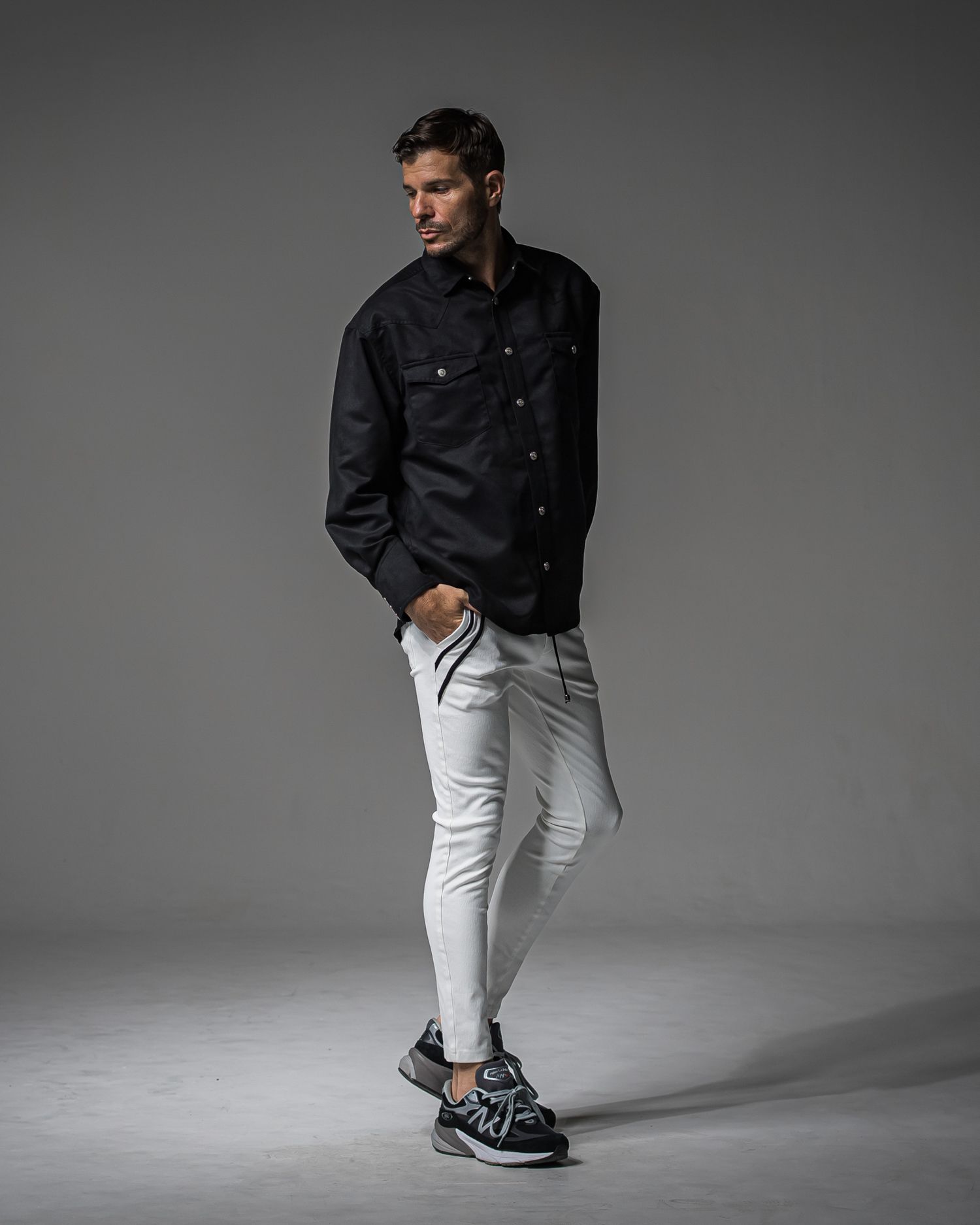 JAMES OVER SUEDE SHIRT / RC37-SH-003 / スエードエコレザーシャツ / ブラック