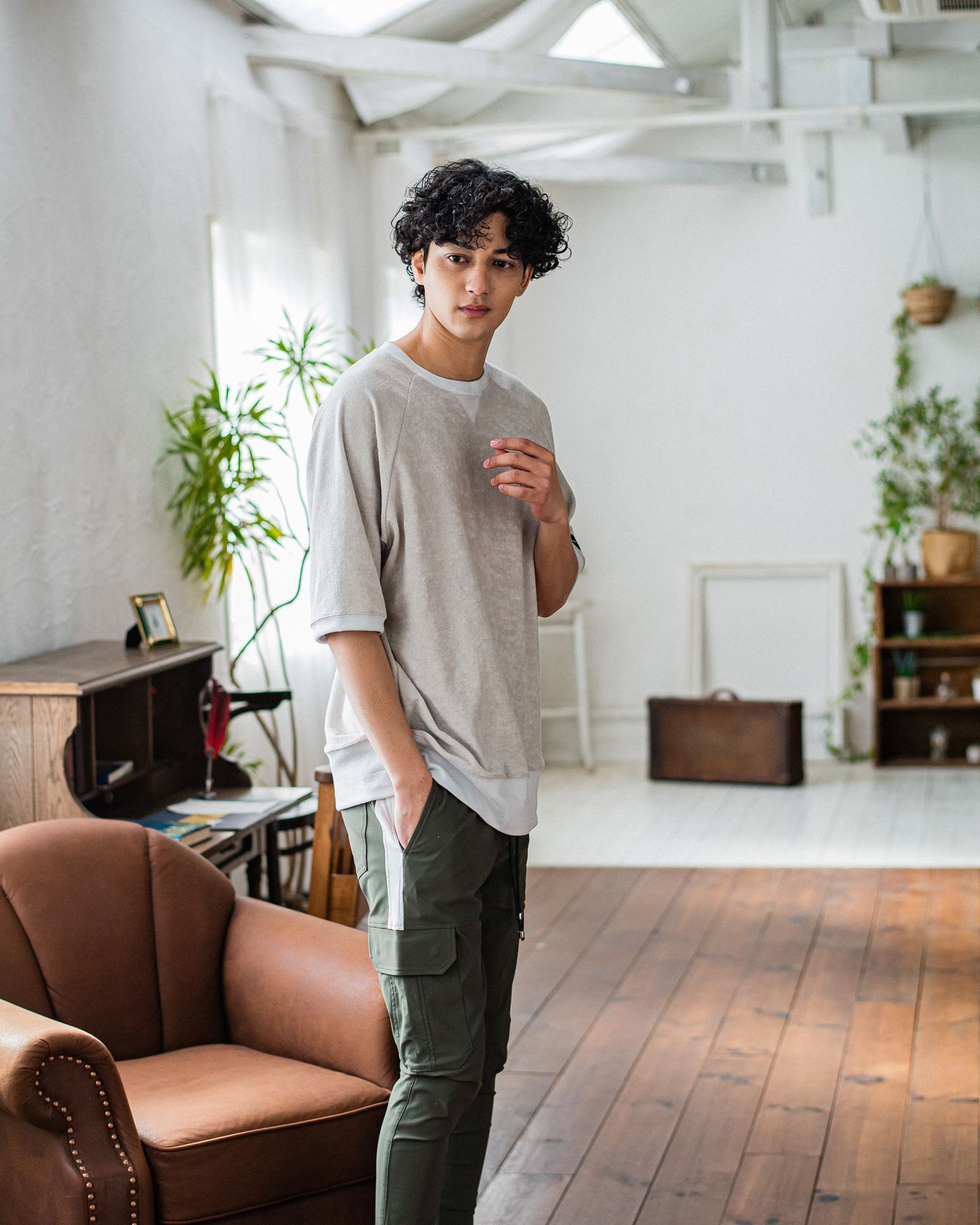 PILE HALF SLEEVE / RC32-T-007 / パイルビッグTシャツ / グレージュ
