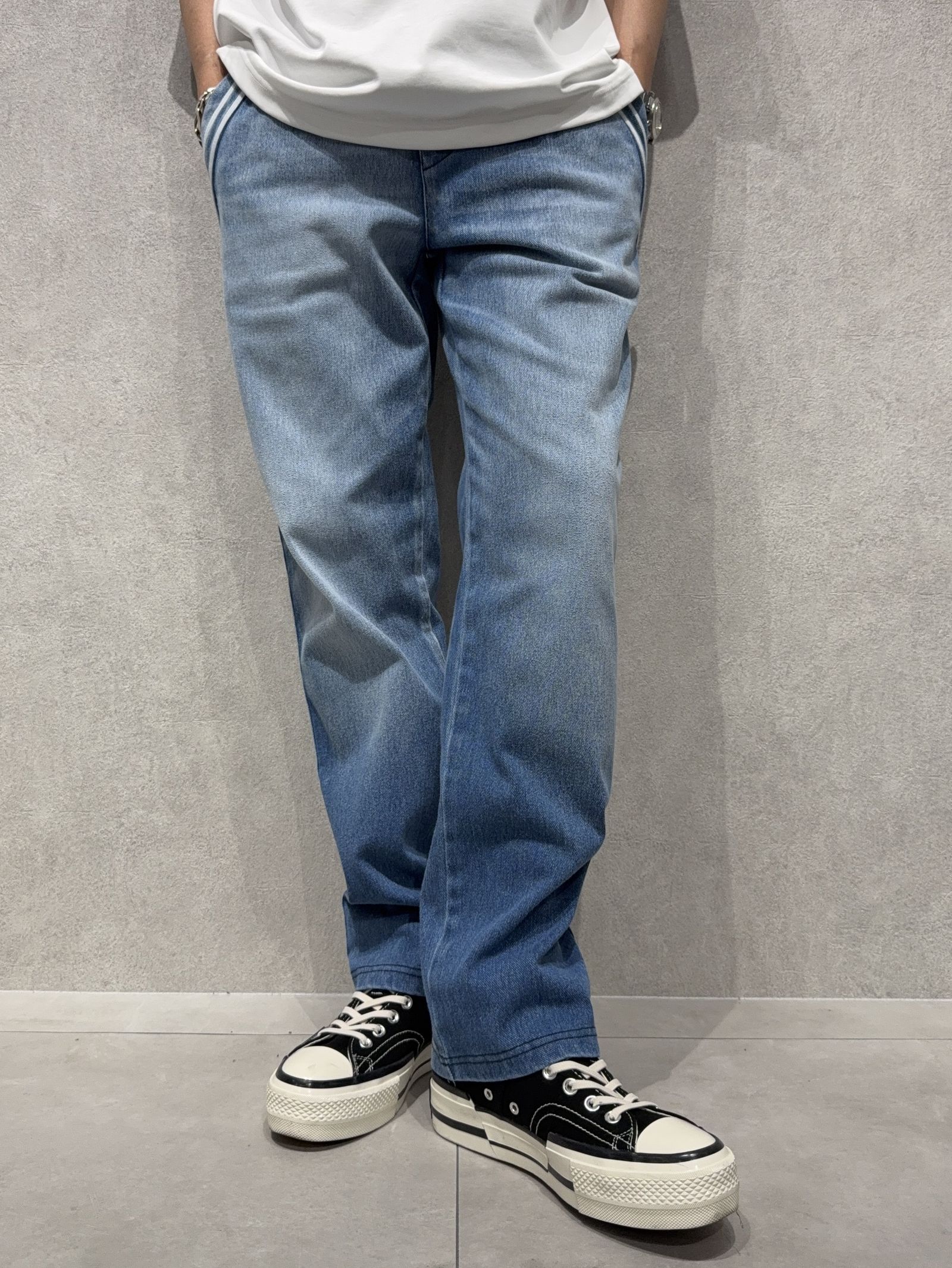EDGE DENIM SEMI WIDE PT / RC40-ST-014WTD / デニムジャージセミワイドラインパンツ / ライトインディゴ