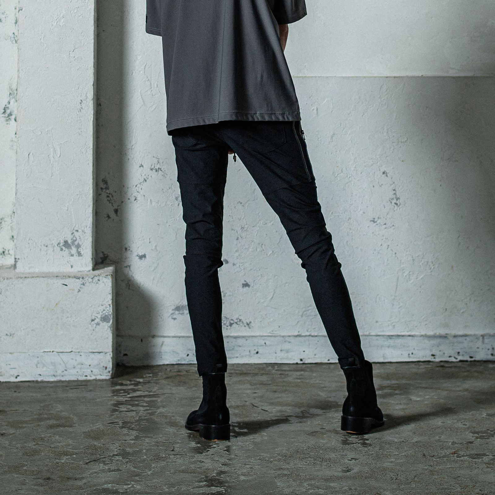 JOHNSON LINE NYLON PT / BASIC-ST-009 / ジョンソンナイロンラインパンツ / ブラック×レザーブラック