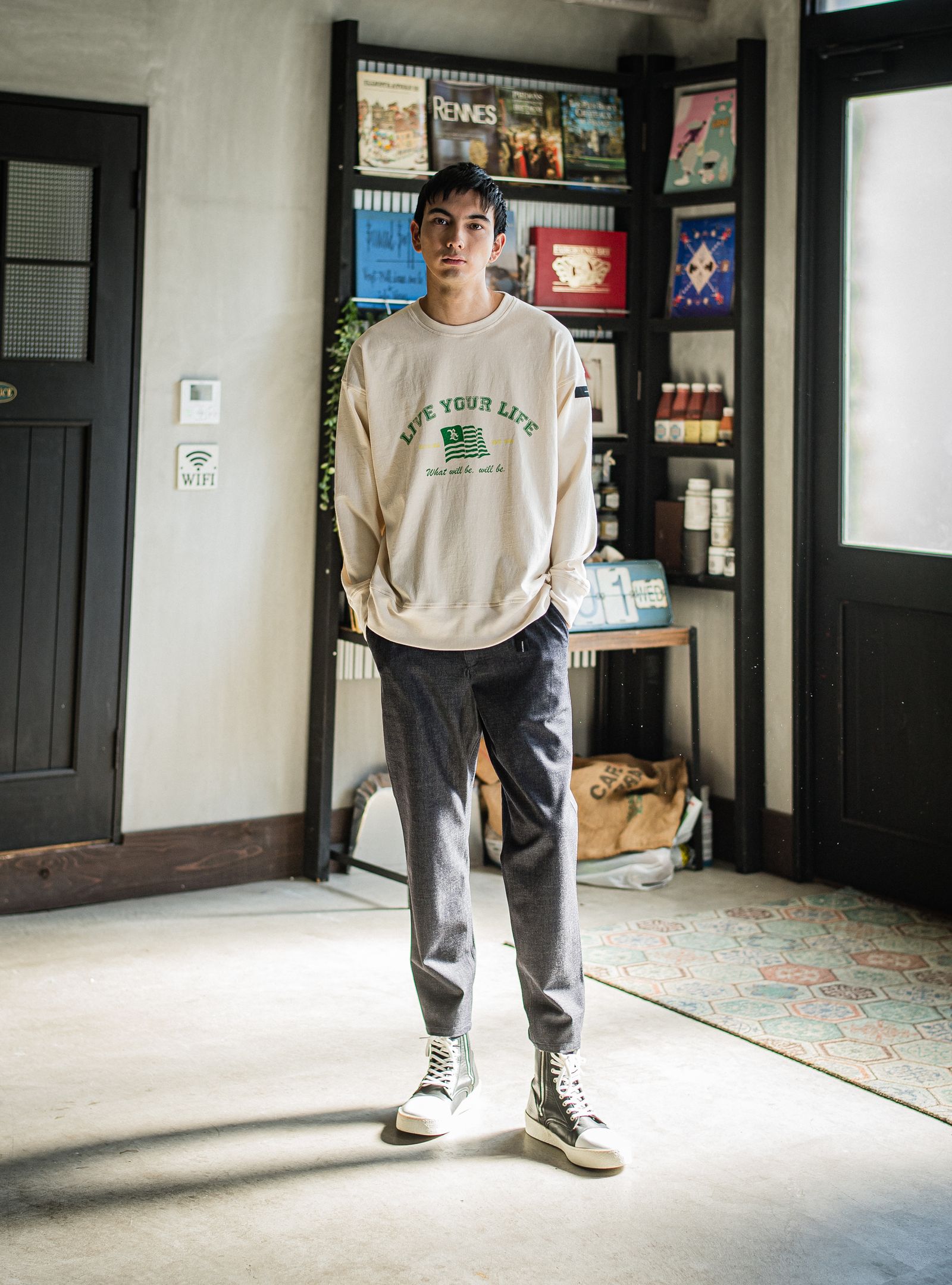 PAT WIDE EASY PANTS / RC31-ST-036 / ベルト付きテーパードワイドパンツ / デニム