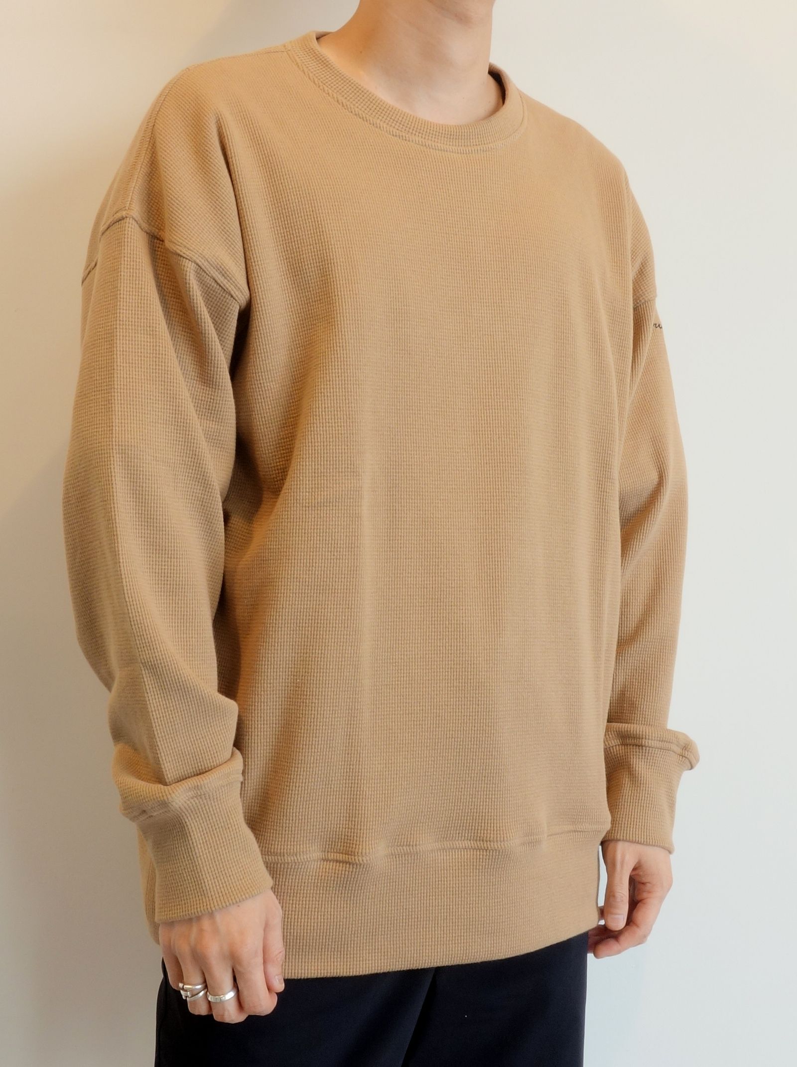 WAFFLE THERMAL LOOSE TRAINER / BASIC-CUT-002 / サーマルトレーナー / ベージュ