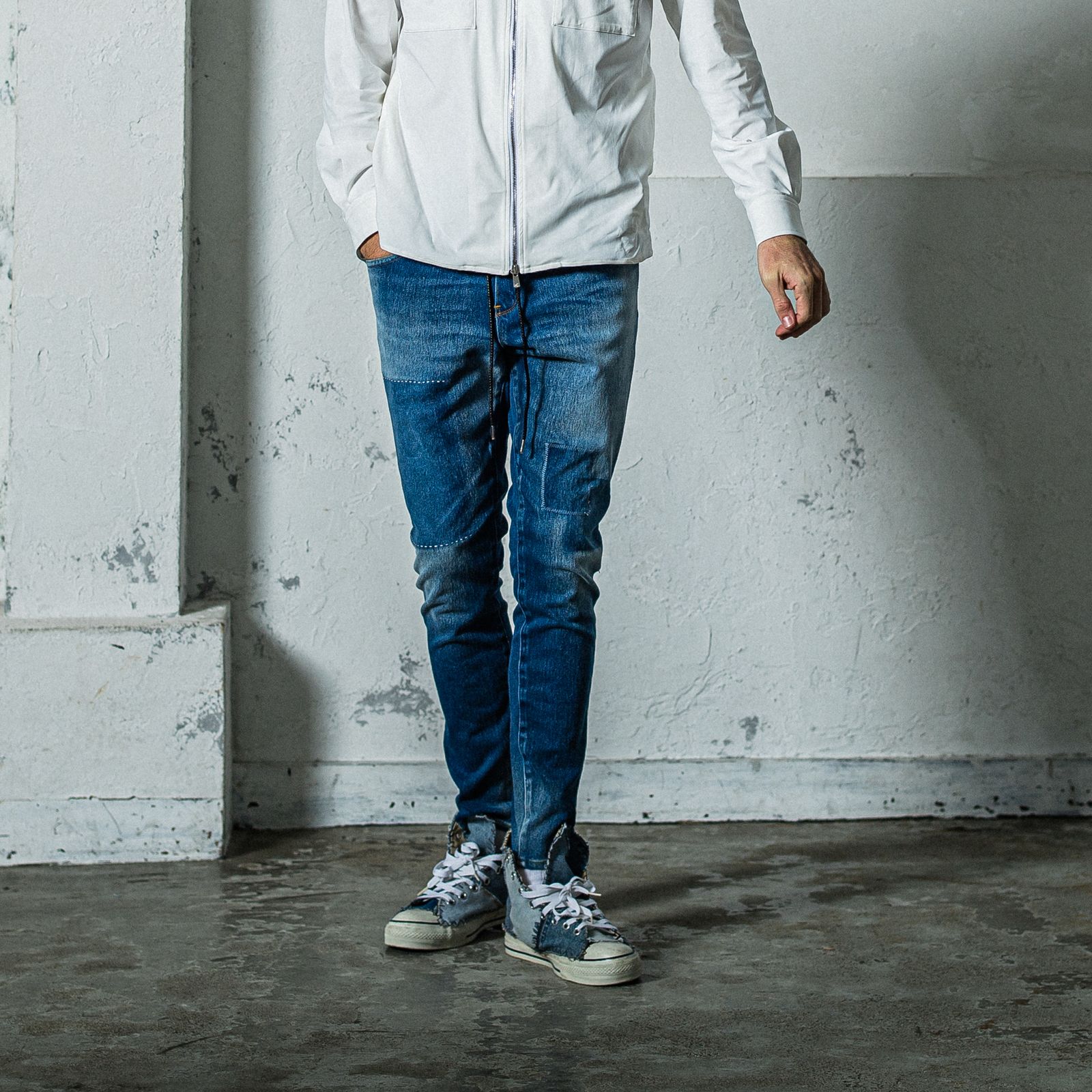 MICK DENIM JERSEY / RC35-ST-020 / デニムジャージテーパードパンツ / インディゴリメイク