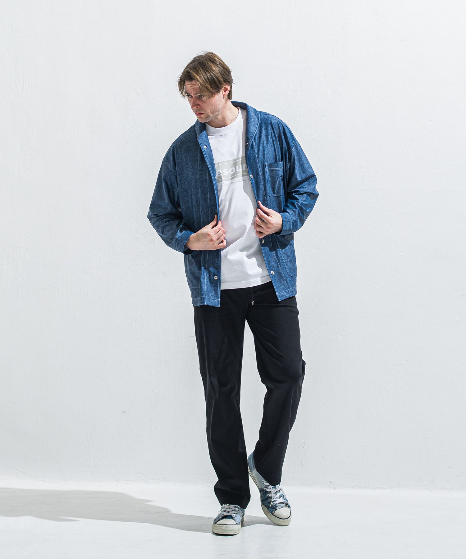 EDGE NYLON SEMI WIDE PT / RC40-ST-014WT / エッジナイロンセミワイドラインパンツ / ブラック×ブラック (4月下旬入荷予定)