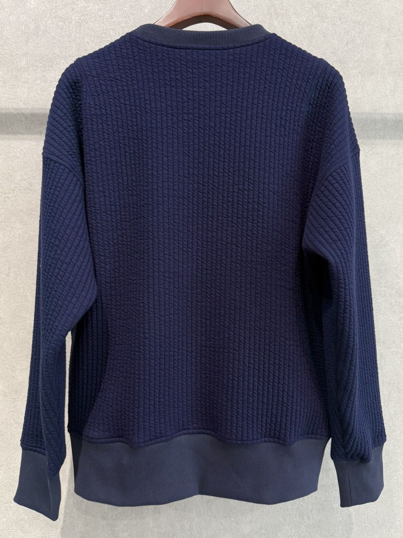 STRIPE QUILTING DROP TRAINER / RC37-C-003 / ストライプキルティングトレーナー / ネイビー