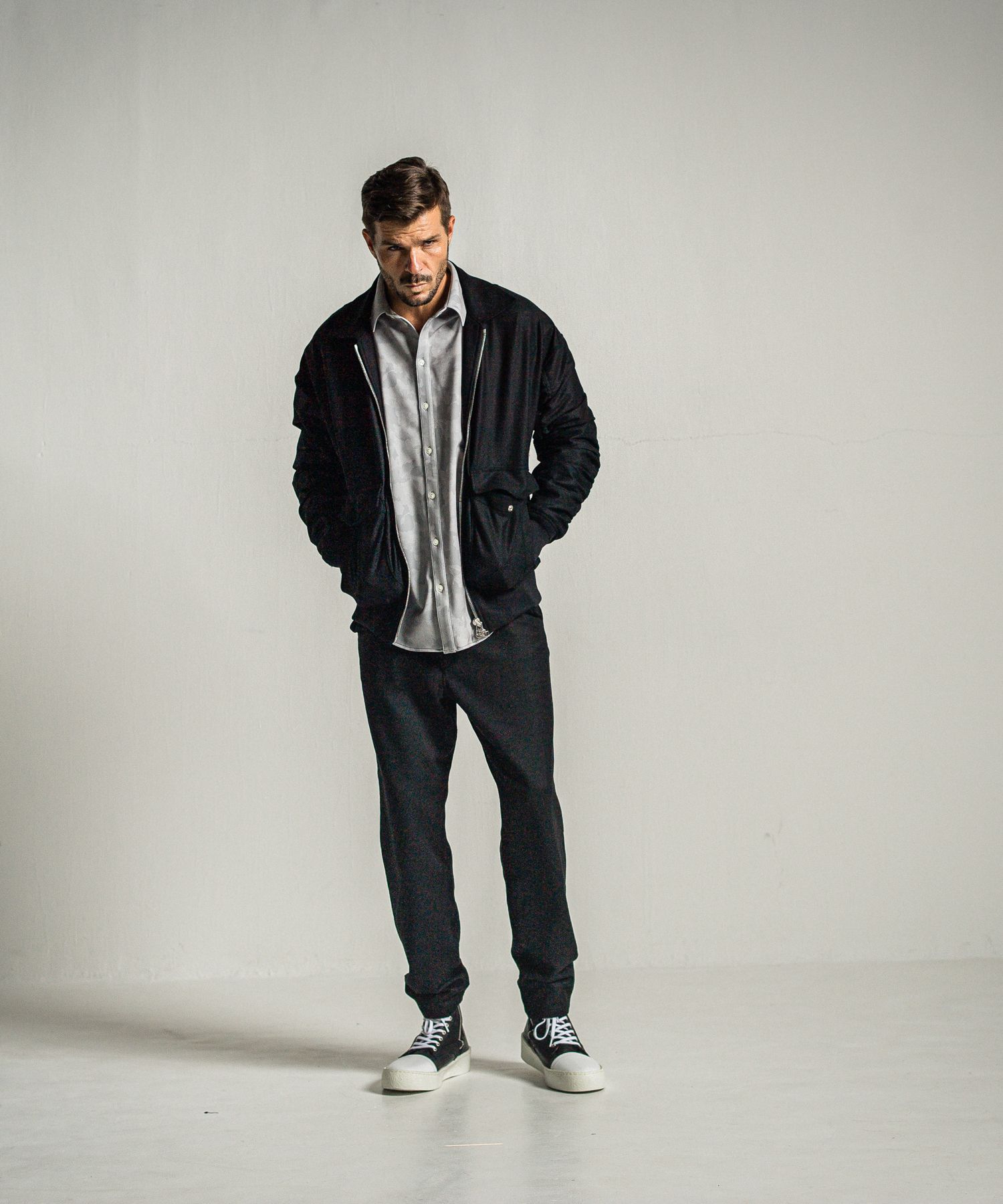 JERSEY JACK SHIRT / RC34-SH-001 / 裏起毛オーバーサイズシャツ / グレーカモフラ