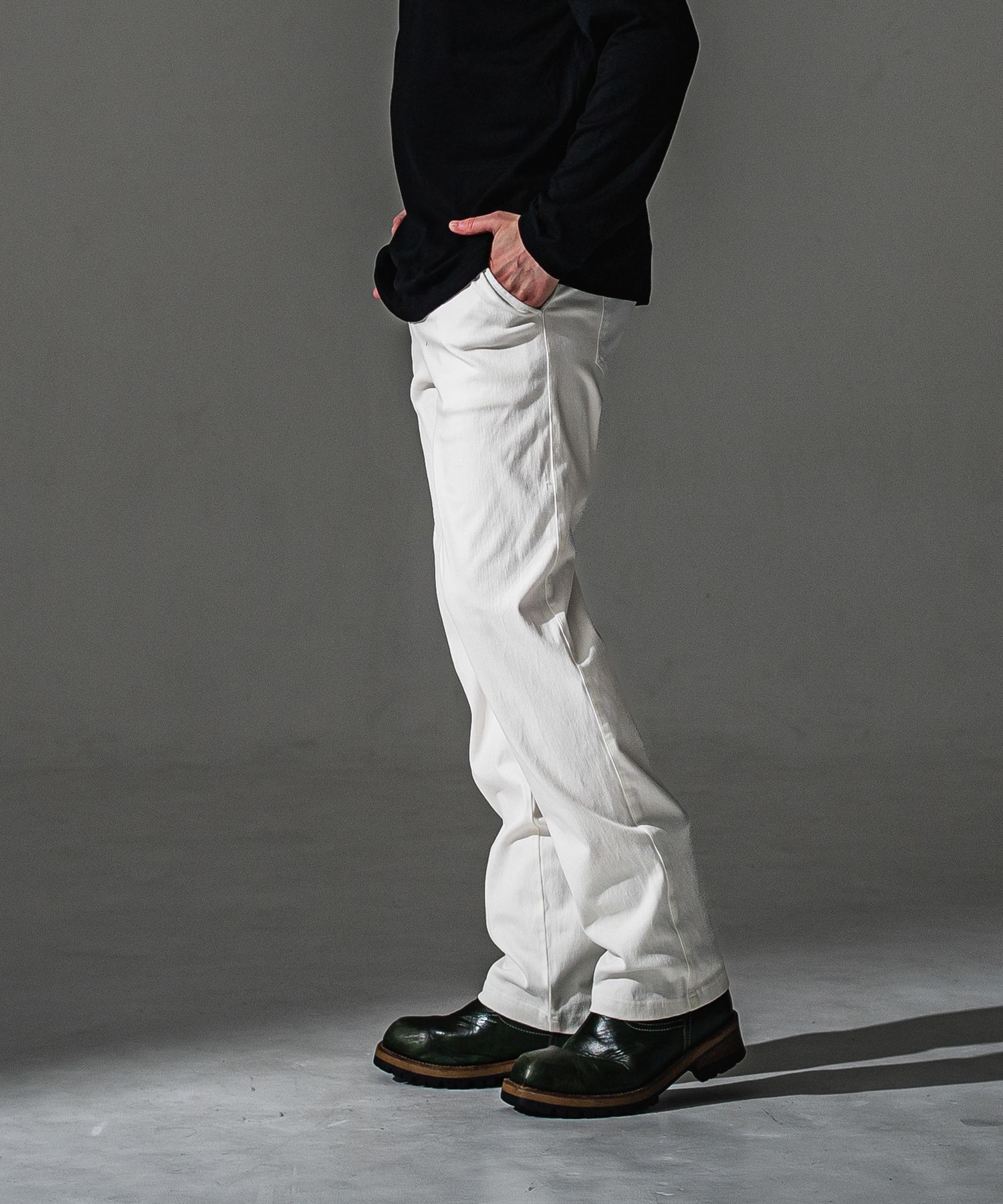 DENIM JERSEY WIDE PT / RC41-ST-016WTD / ライトオンスデニムジャージセミワイドパンツ / ホワイト (8月中旬入荷予定)