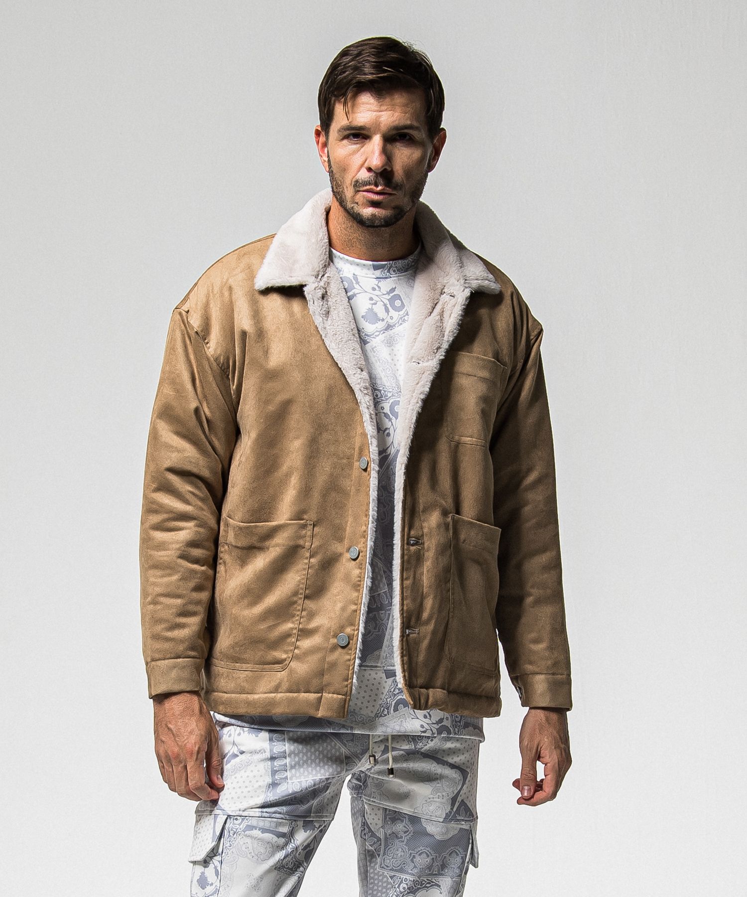 SUEDE FUR CAVER ALL / RC38-JK-003 / スエードファーカバーオール / ブラウン (11月中旬入荷予定)