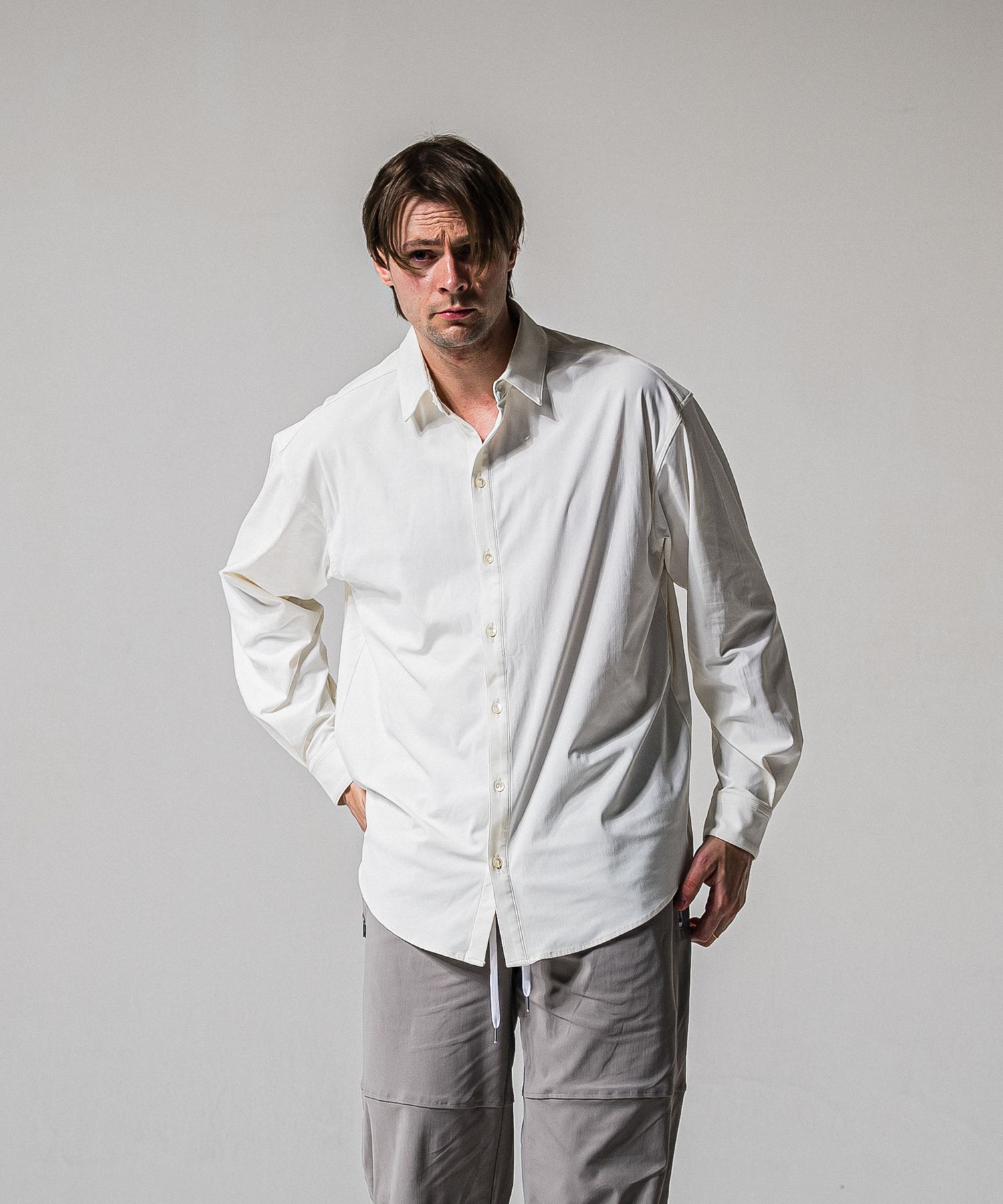 NYLON JACK SHIRTS / RC39-SH-001 / オーバーサイズナイロンシャツ / ホワイト (2月上旬入荷予定)