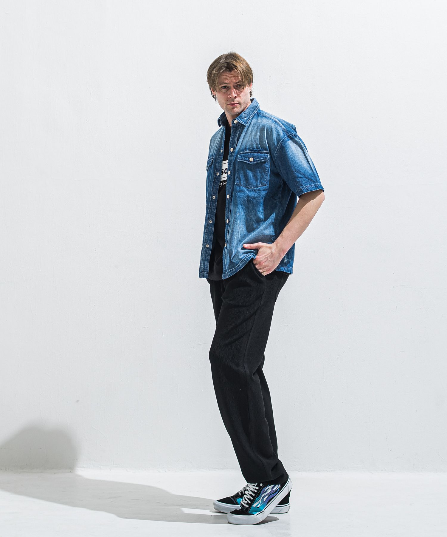 HALF DENIM SHIRTS / RC40-SH-002 / デニム半袖シャツ / ダークインディゴ (6月上旬入荷予定)