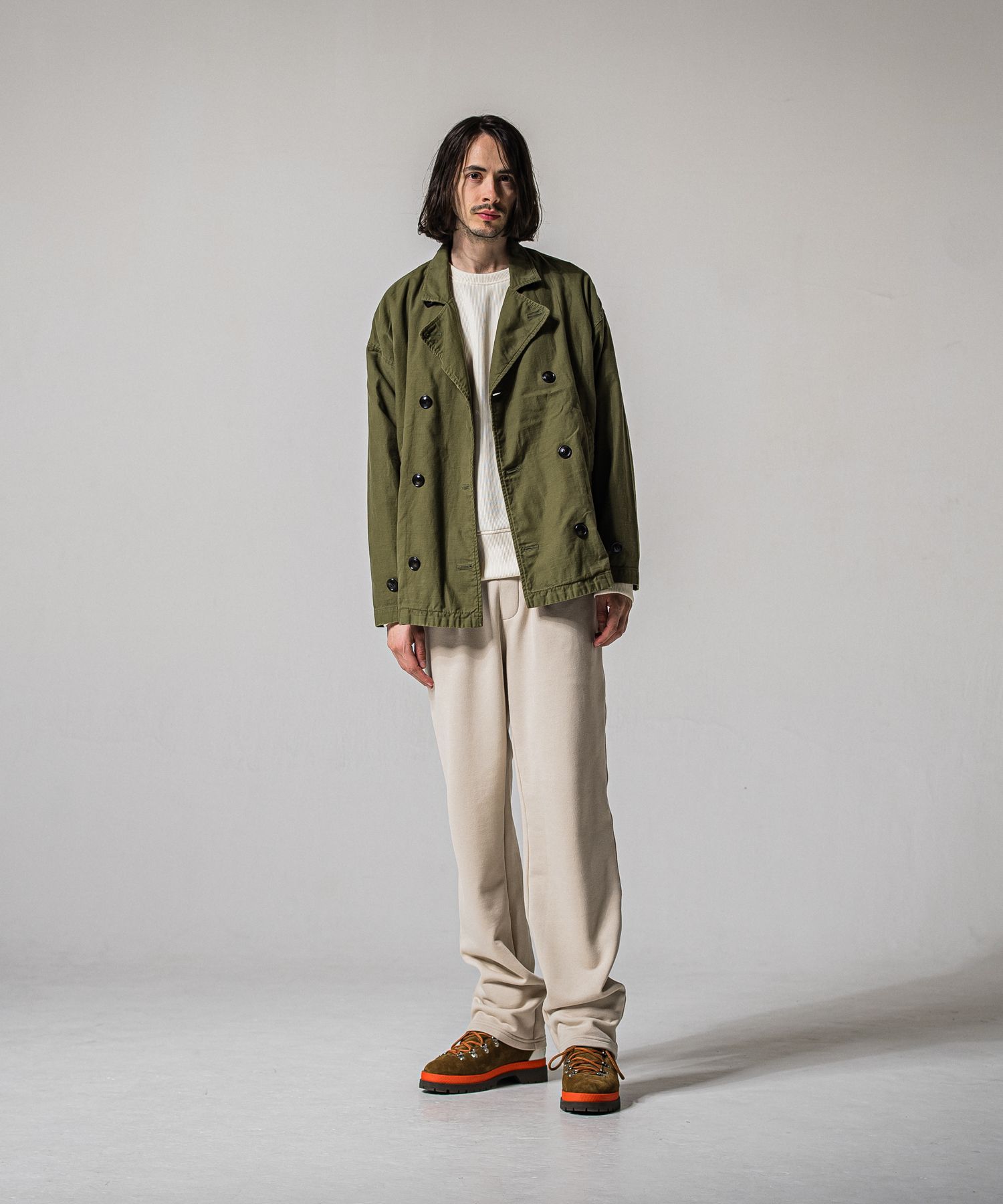 AZE MILITARY DROP TRAINER / RC39-C-003 / 高機能畦編みニットトレーナー / オフホワイト (1月下旬入荷予定)