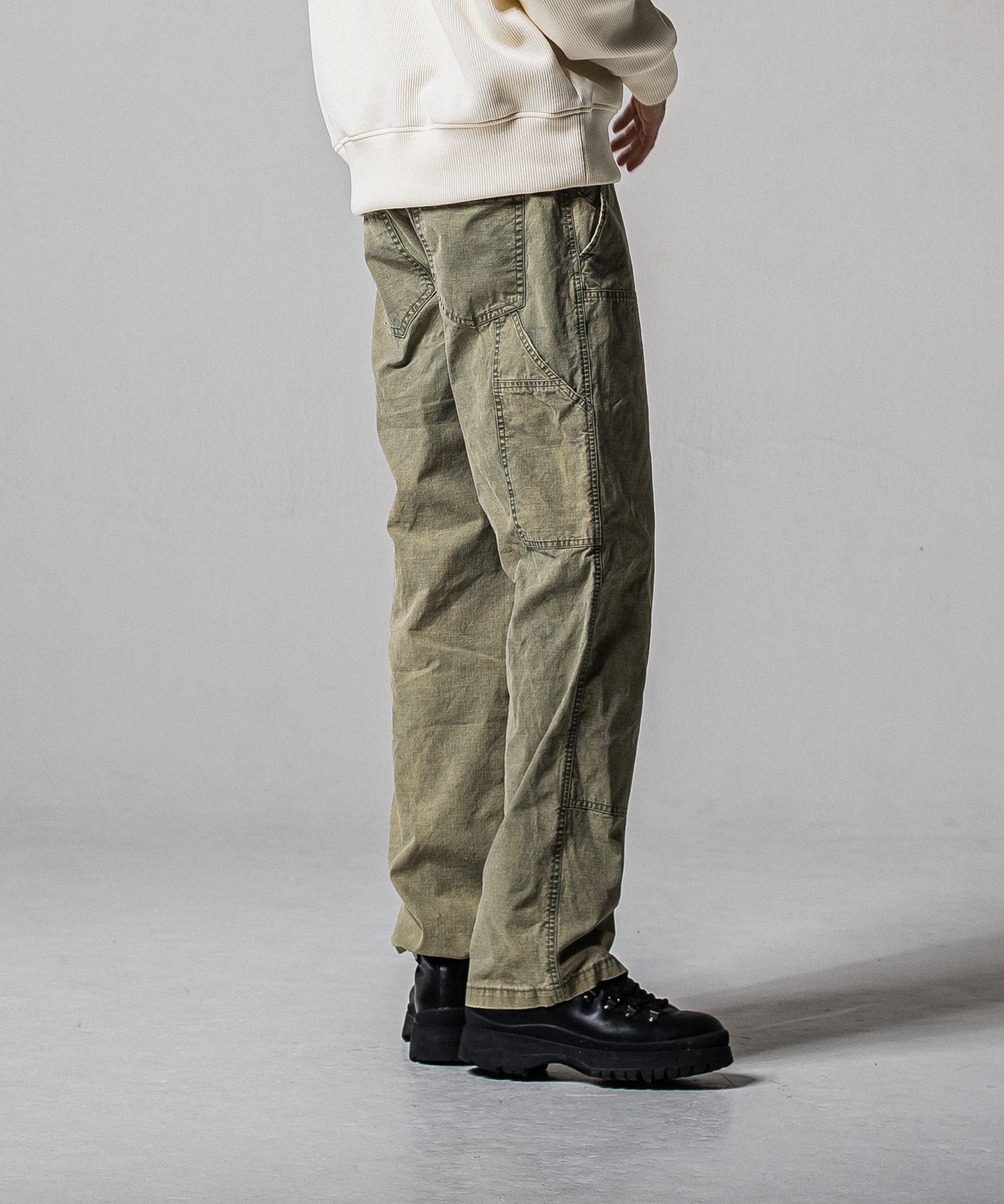 DOUBLE KNEE PT / RC39-ST-041 / ダブルニーワイドデニムパンツ / ダックカーキ (3月中旬入荷予定)