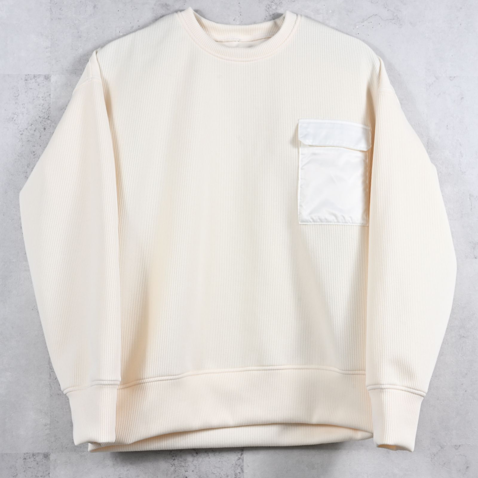 AZE MILITARY DROP TRAINER / RC39-C-003 / 高機能畦編みニットトレーナー / オフホワイト (1月下旬入荷予定)