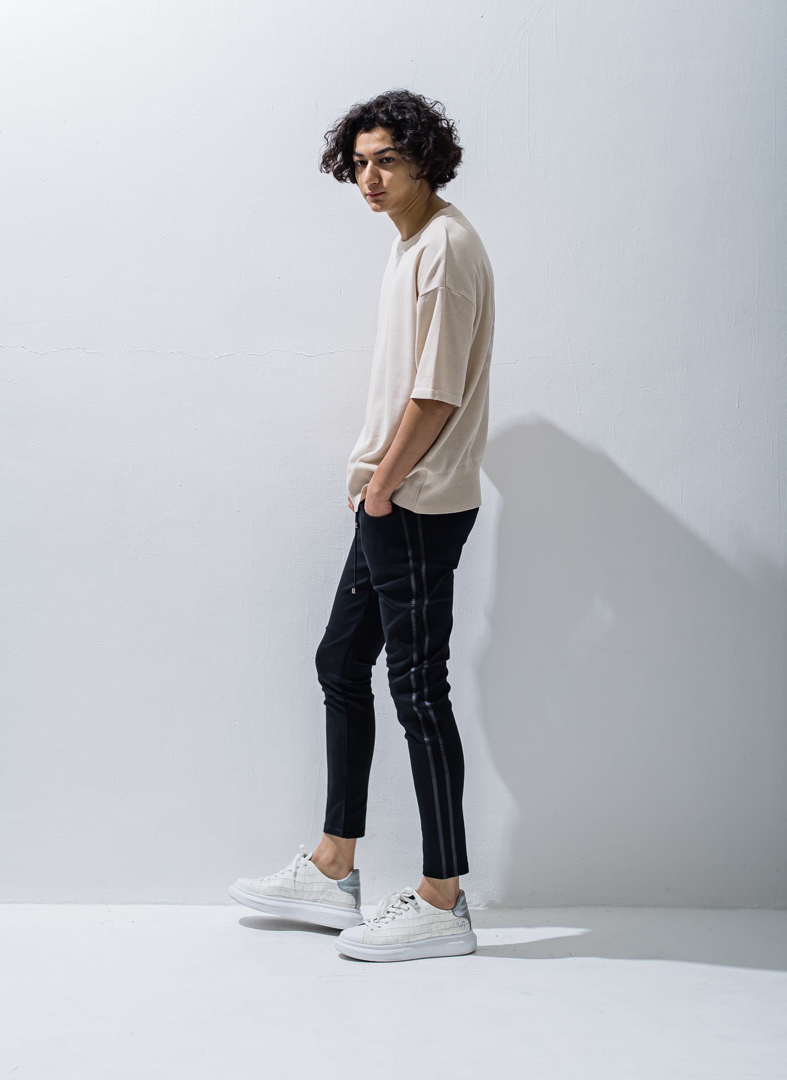 BACK ROGO HALF KNT / RC28-K-002 / バックロゴルーズ半袖サマーニット / ベージュ