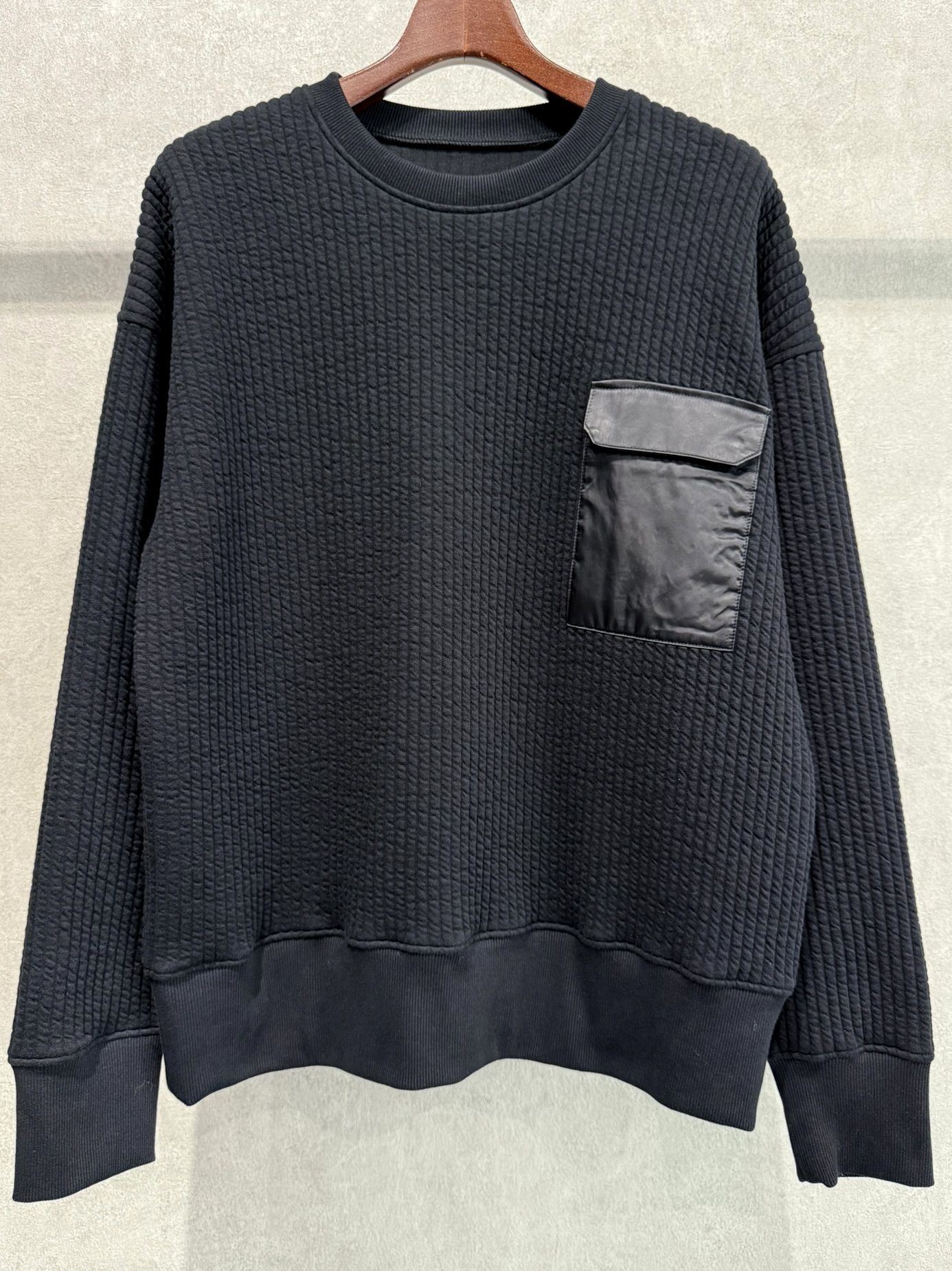 STRIPE QUILTING DROP TRAINER / RC37-C-003 / ストライプキルティングトレーナー / ブラック