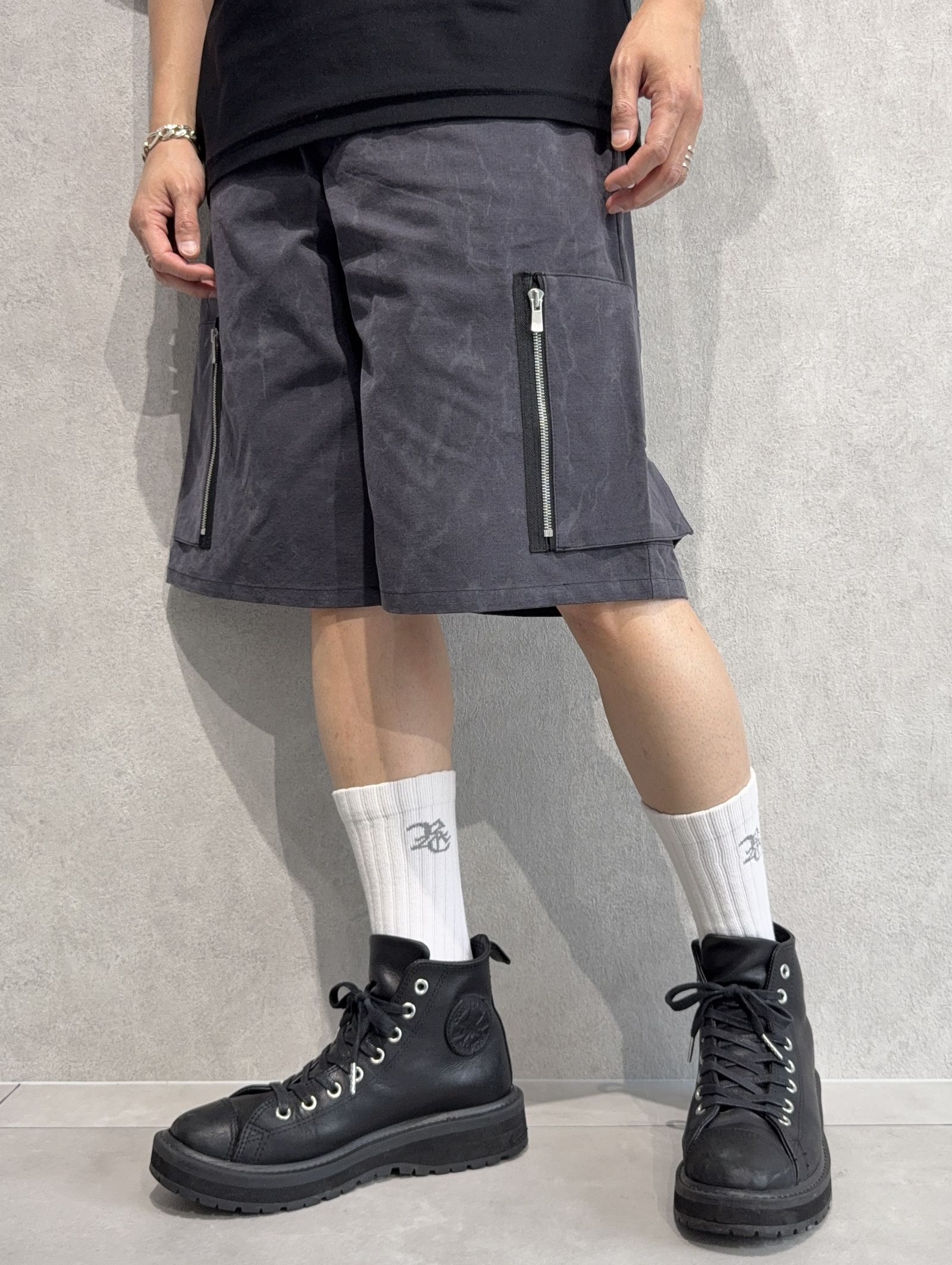 セブンフェアリー　ブラックハーフパンツ L~LL 日本製 BLACK LABEL [ブラックレーベル] <br>ストレッチニットハーフ